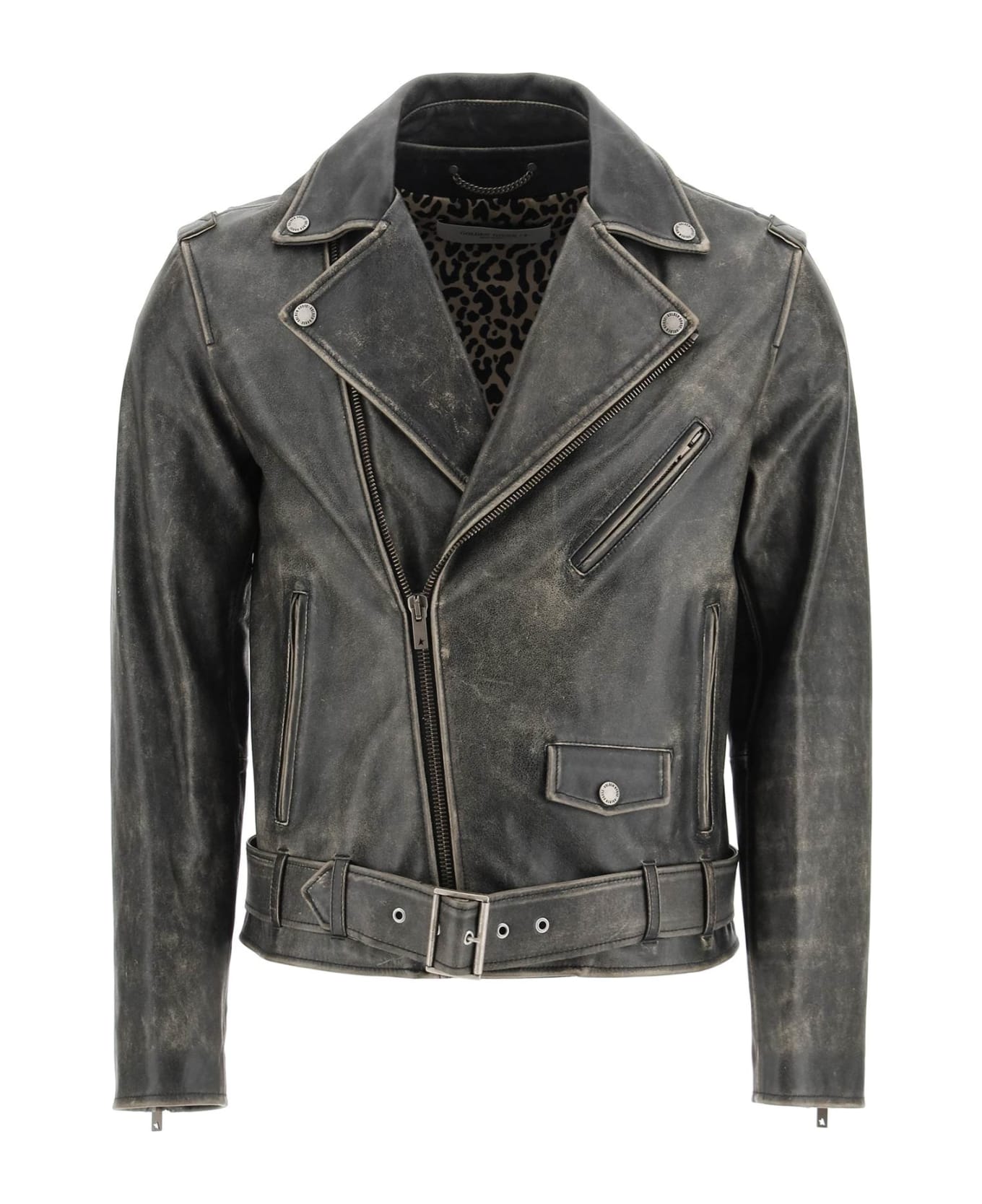 Golden Goose Leather Biker Jacket - BLACK (Black)
