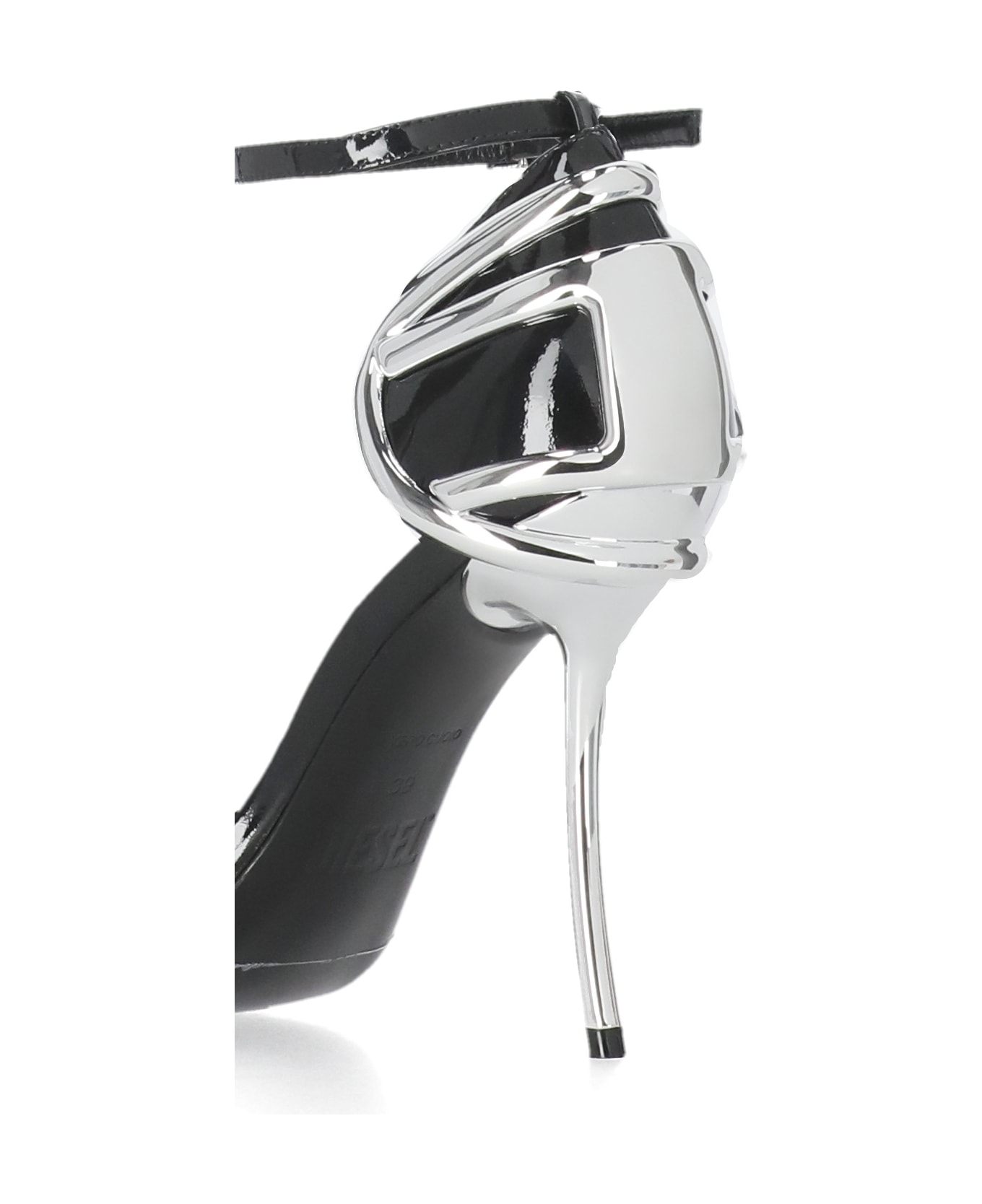 Diesel D Ten&half P Sandals In Black Patent Leather - Black