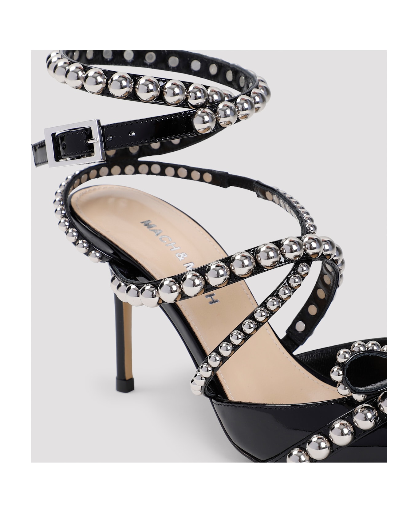Mach & Mach Crystal Studs Sandals - NERO