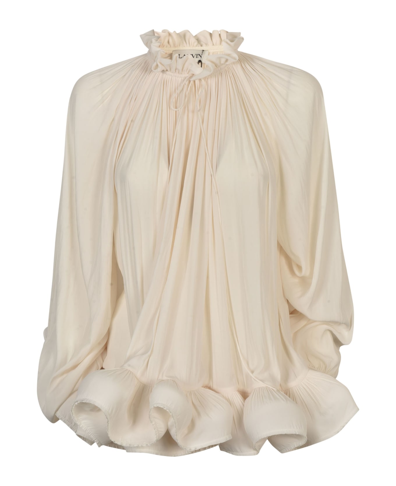 Lanvin Ruffle Detail Long-sleeved Top - Off White