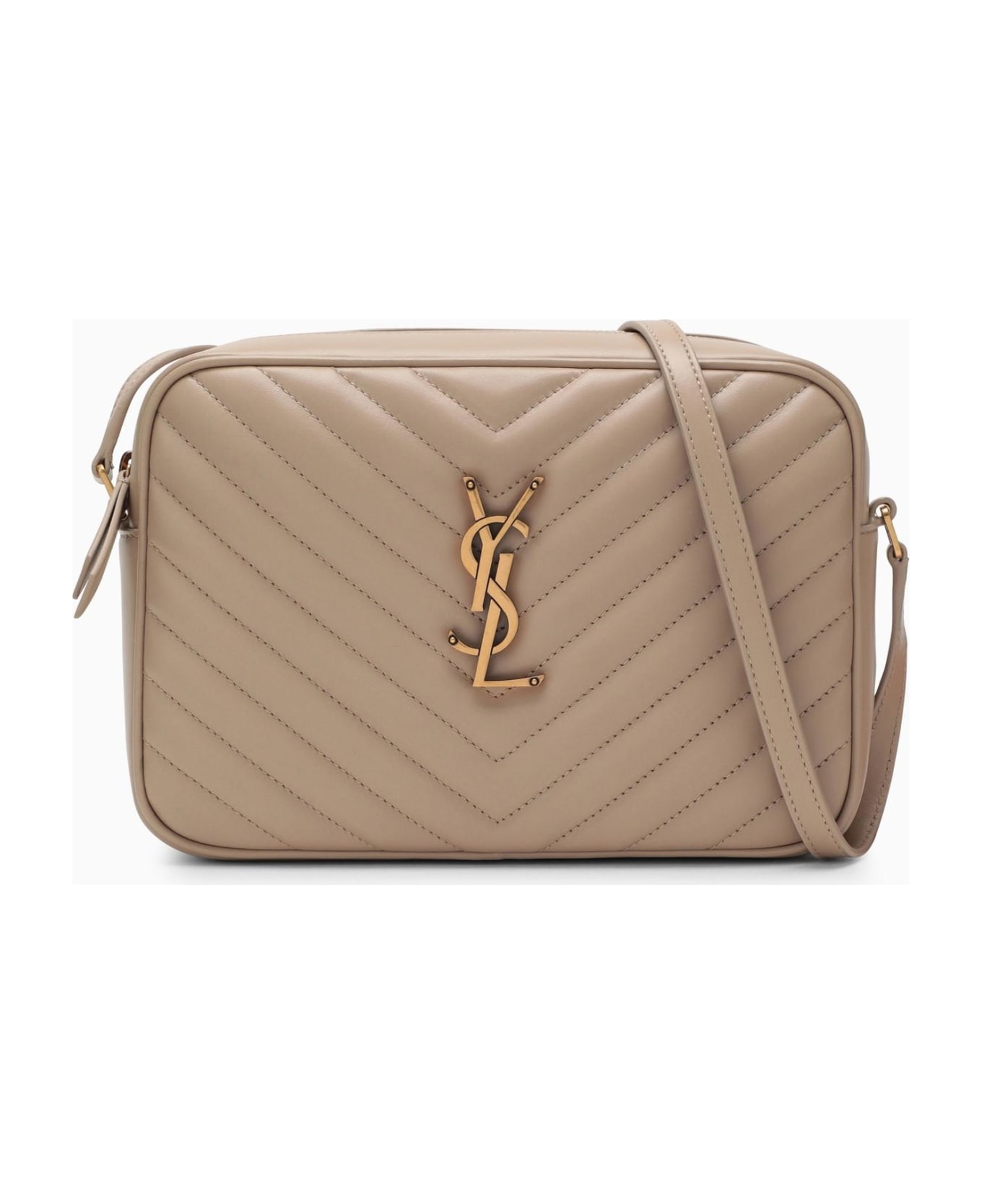 Saint Laurent Lou Zip-up Quilted Crossbody Bag - Beige