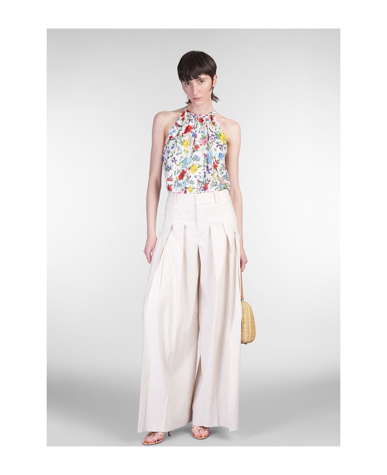 Alice + Olivia Simon Pants In Beige Linen - beige