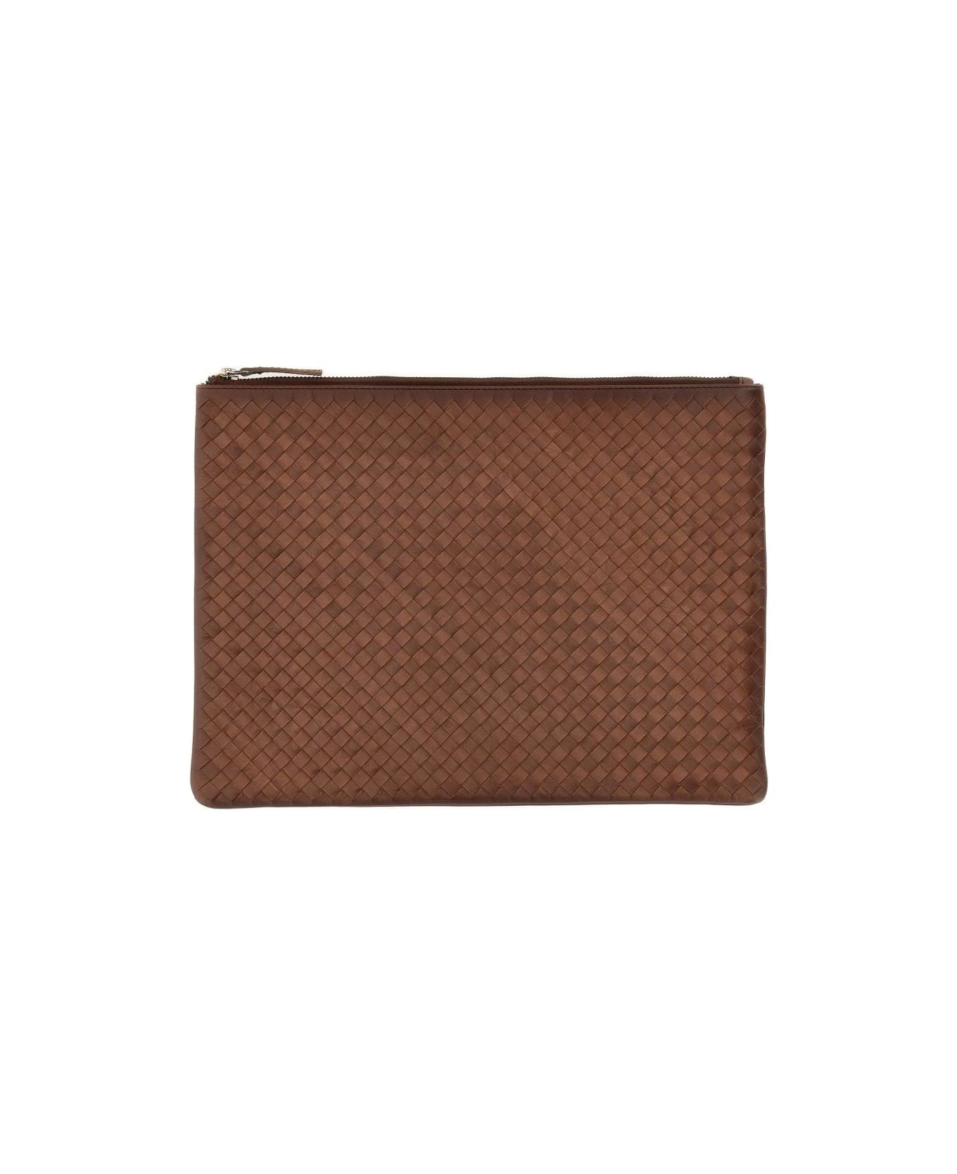 Dragon Diffusion Pochette Woven Clutch Bag - BROWN