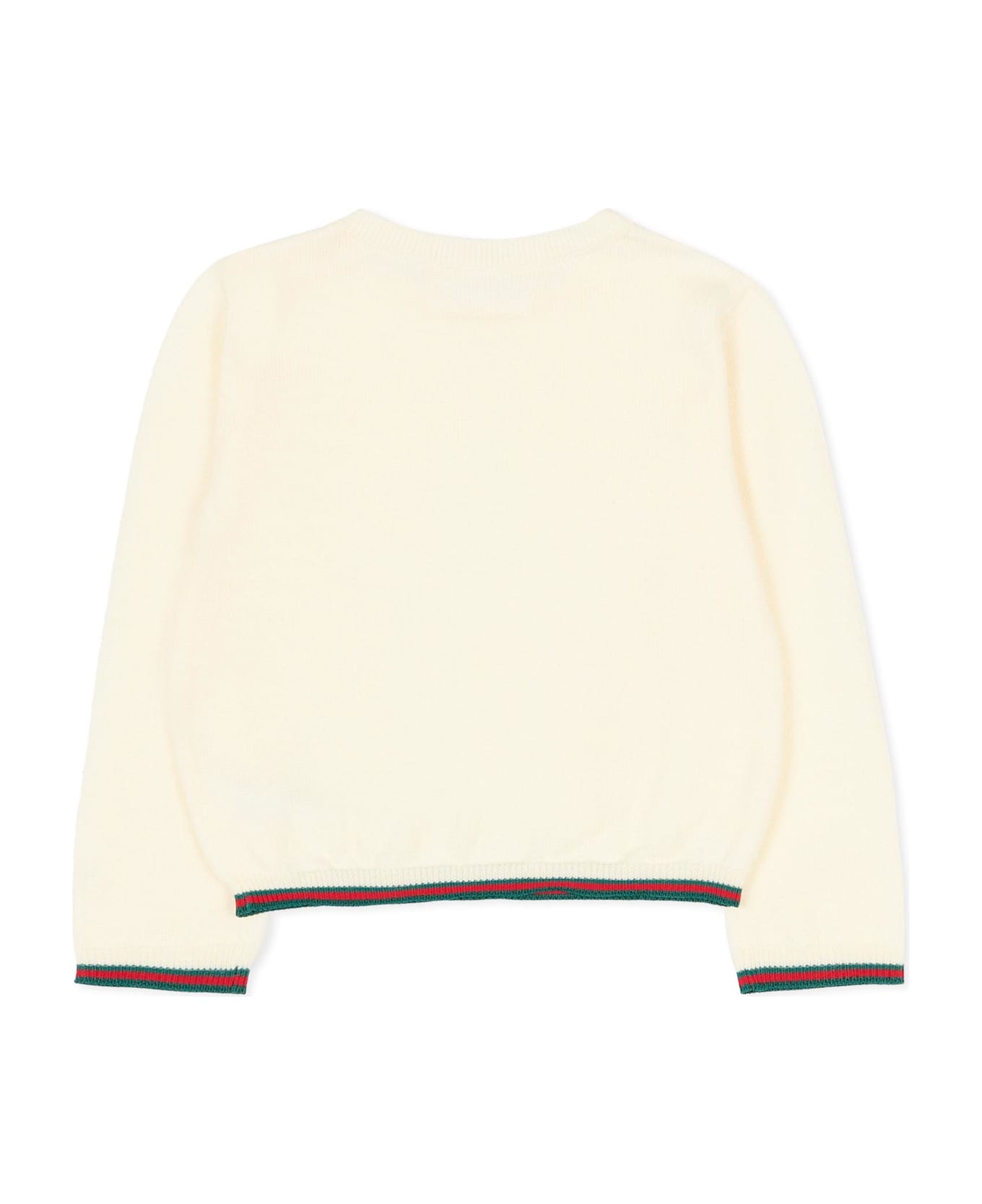 Gucci Ivory Sweater For Babykids With Web Detail - Ivory