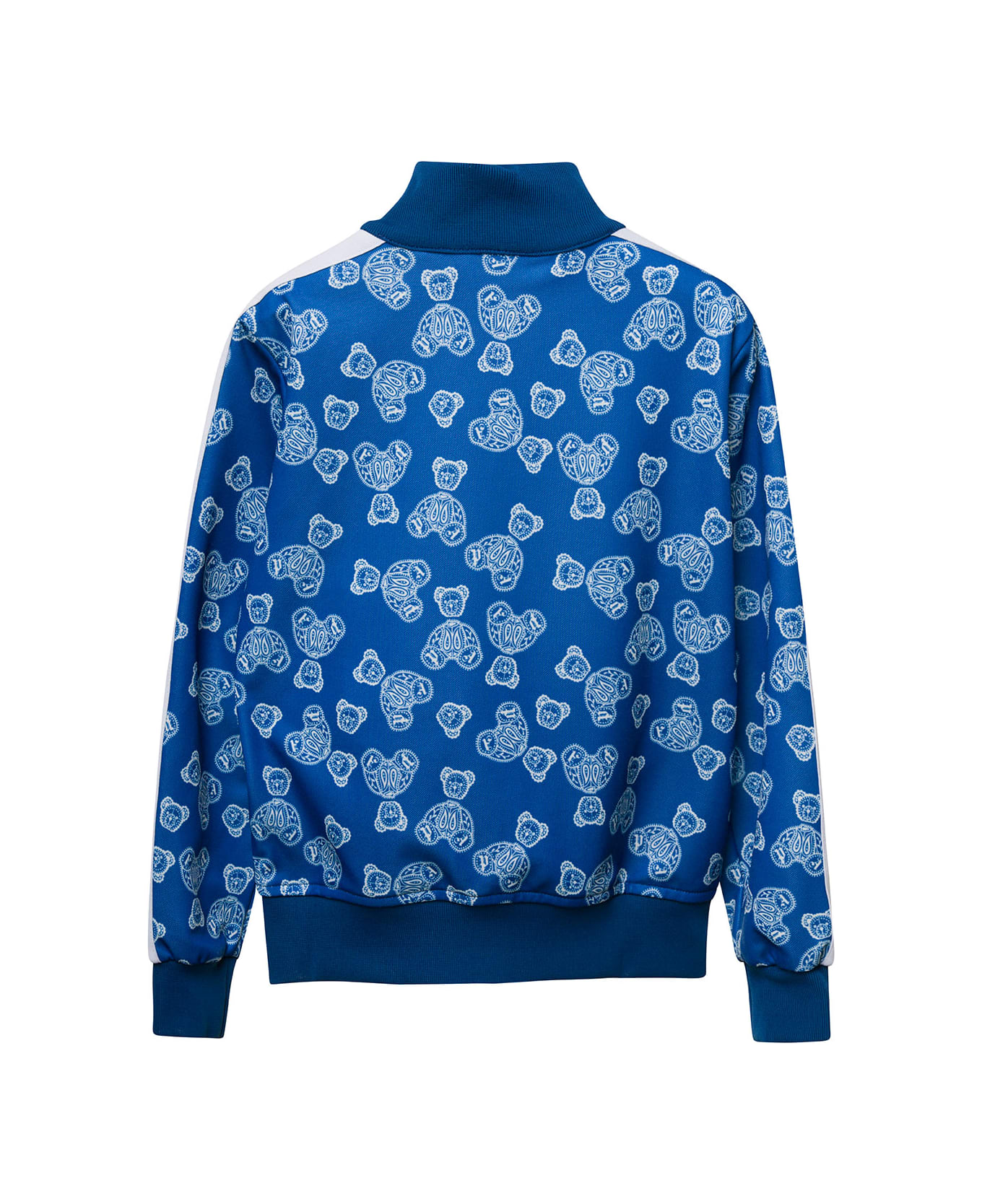 Palm Angels Blue Track Sweatshirt With All-over 'paisley' Print In Cotton Blend Boy - Blu