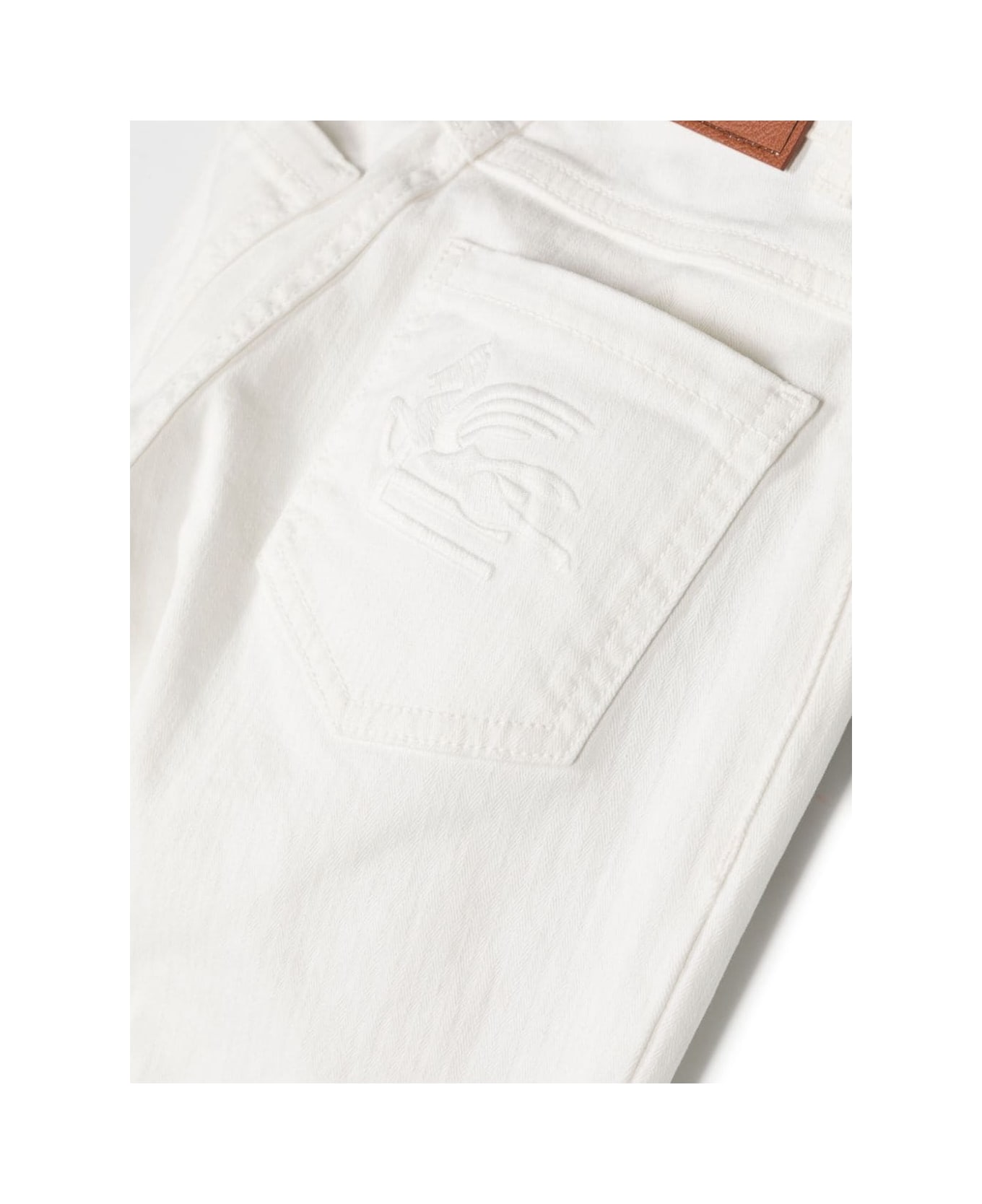 Etro White Slim Fit Jeans With Logo - White