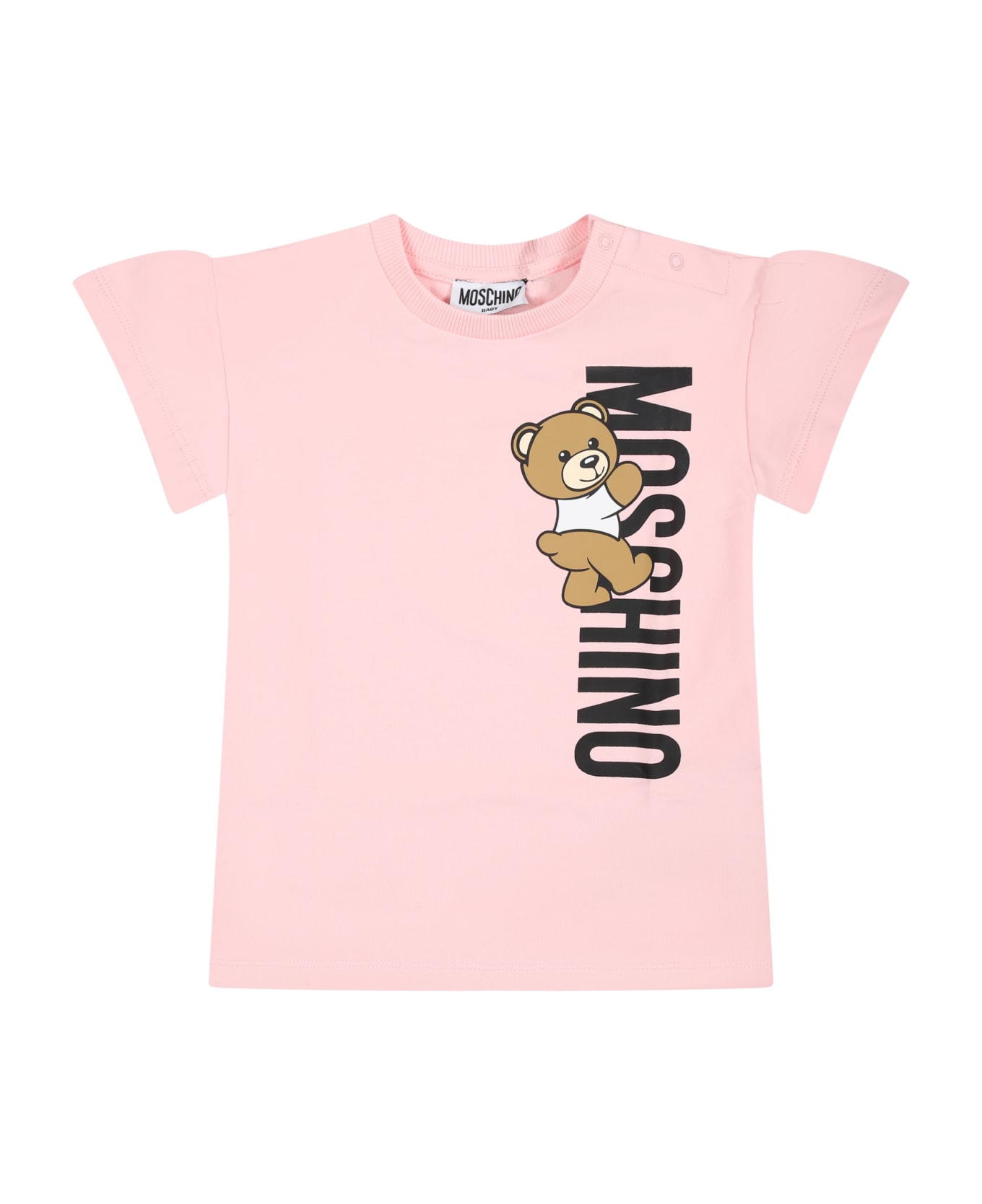 Moschino Pink Dress For Baby Girl With Teddy Bear And Logo - Pink ウェア