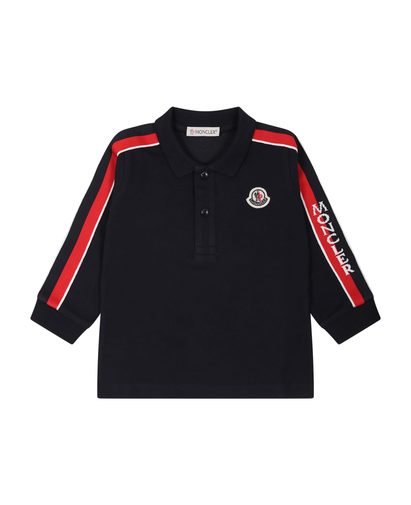 Moncler Blue Polo Shirt For Baby Boy With Logo - Blue