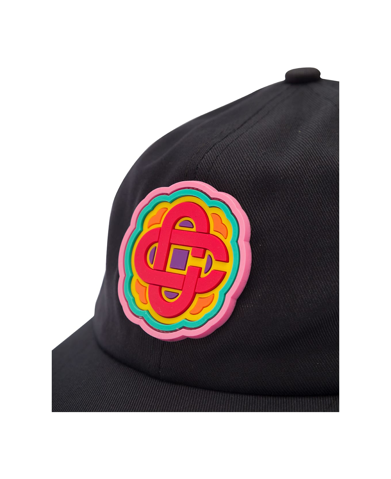 Casablanca Black Baseball Cap With Logo Patch In Cotton Man - Black