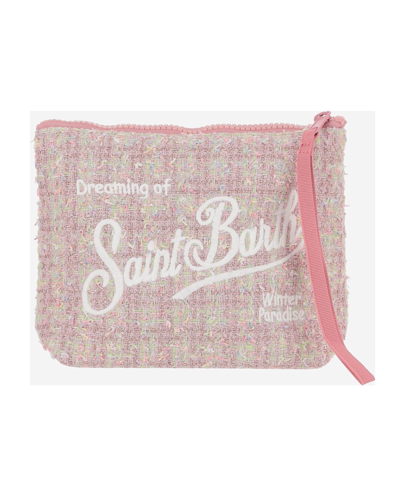 MC2 Saint Barth Aline Tweed Clutch With Logo - Pink