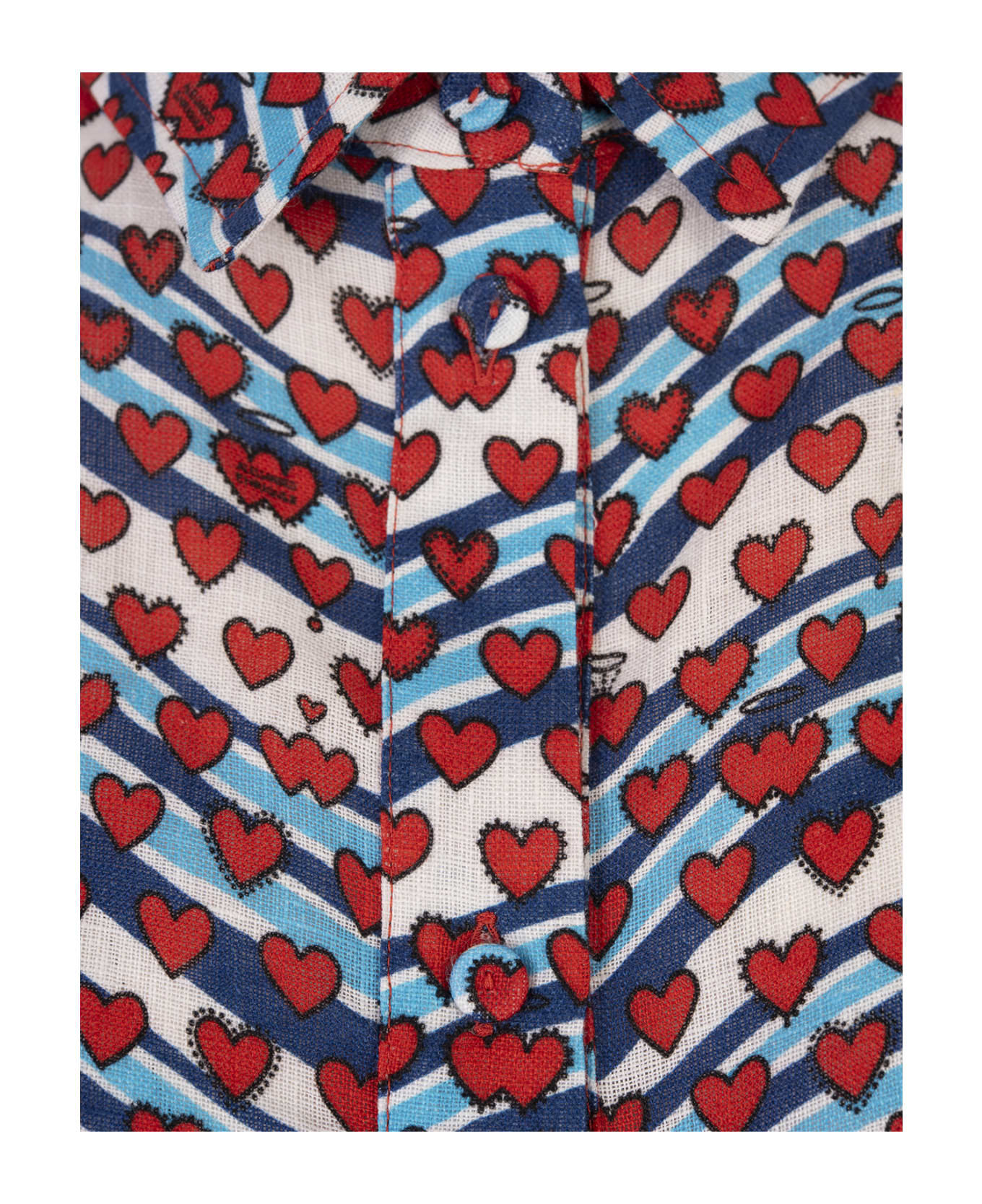 Alessandro Enriquez Short Printed Shirt With Knot - Multicolour