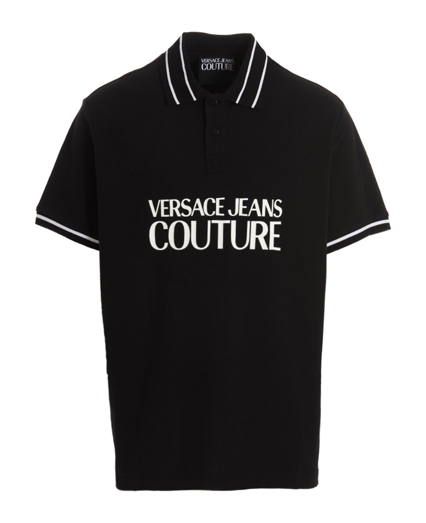 Versace Jeans Couture Logo Polo Vert Kaki Slim Fit Pour - White/Black