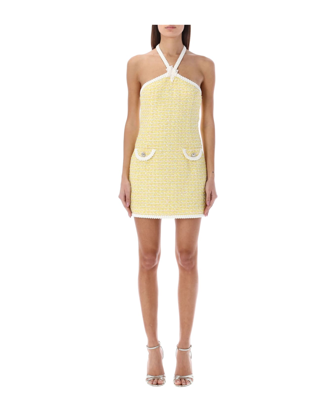Alessandra Rich Twid Lurex Mini Dress - YELLOW