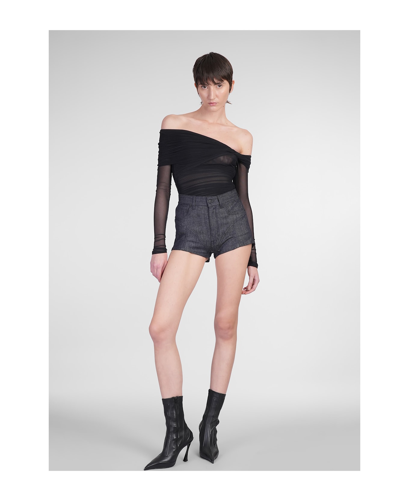 Mugler Shorts In Black Cotton - black
