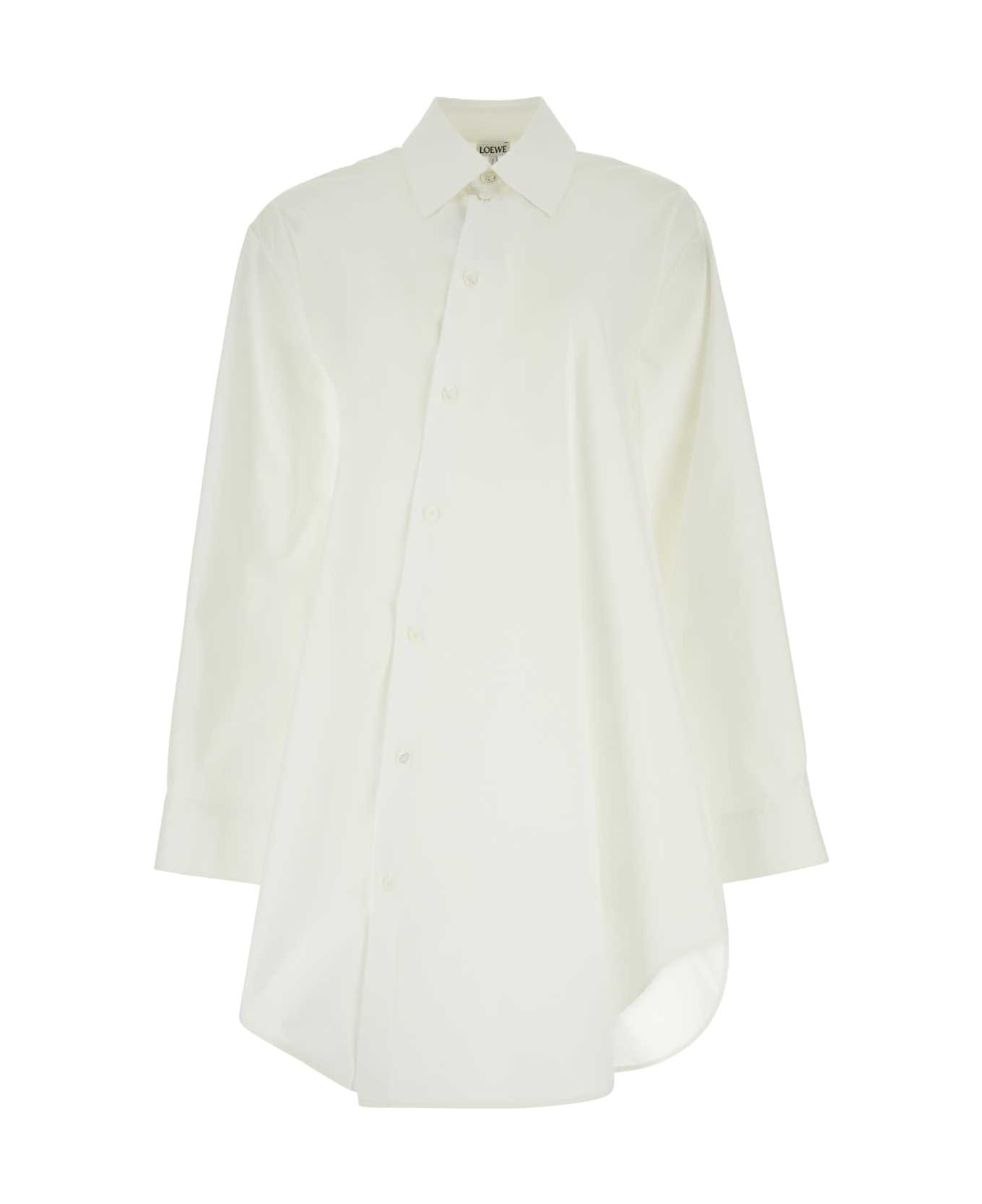 Loewe White Poplin Shirt Dress - WHITE