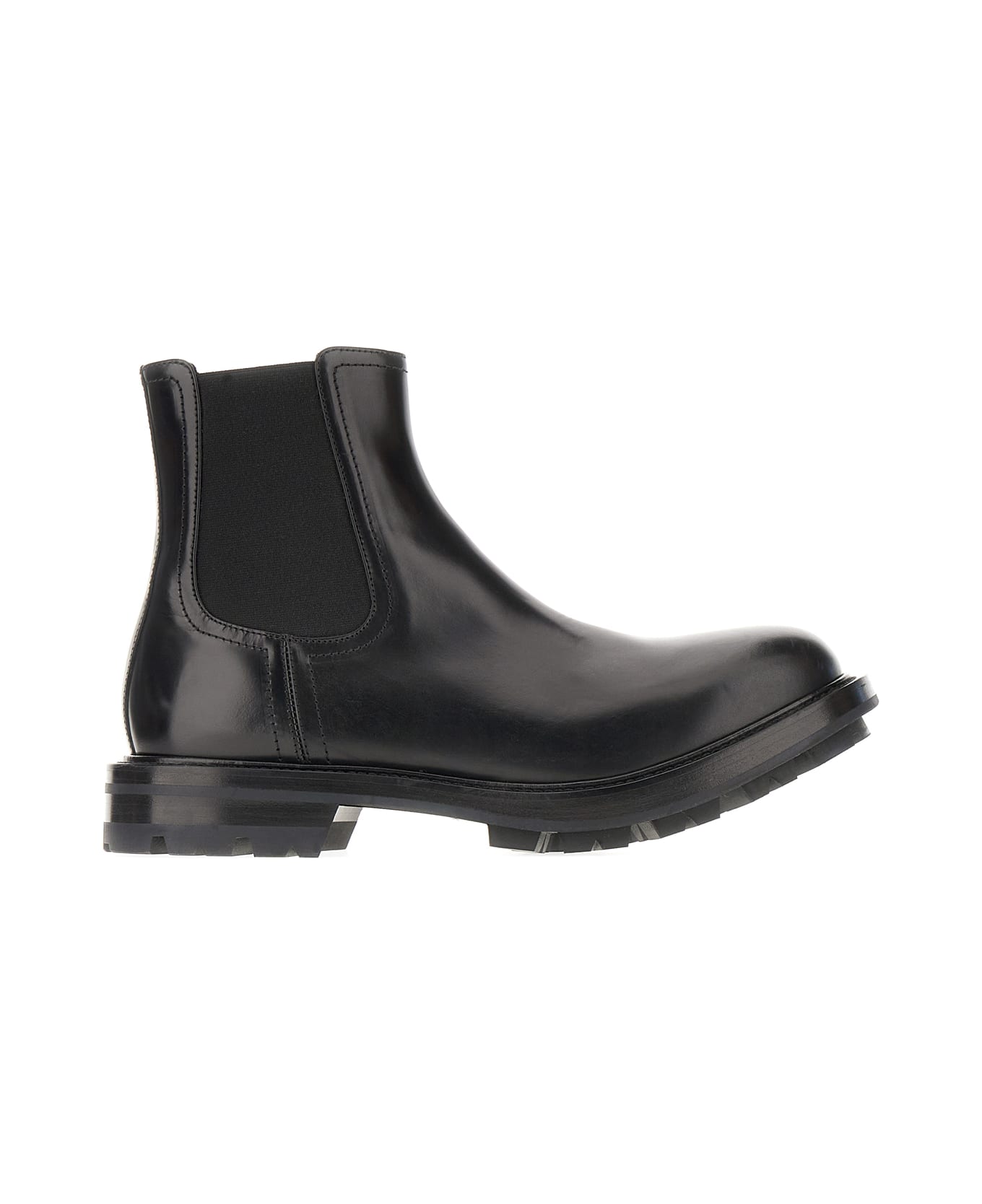 Alexander McQueen Black Leather Ankle Boots - BLACK