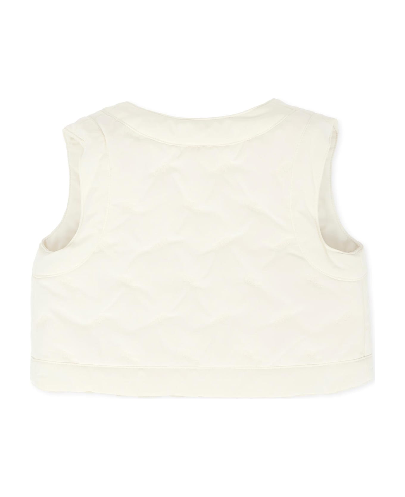 Chloé White Reversible Vest For Baby Girl With Logo - White