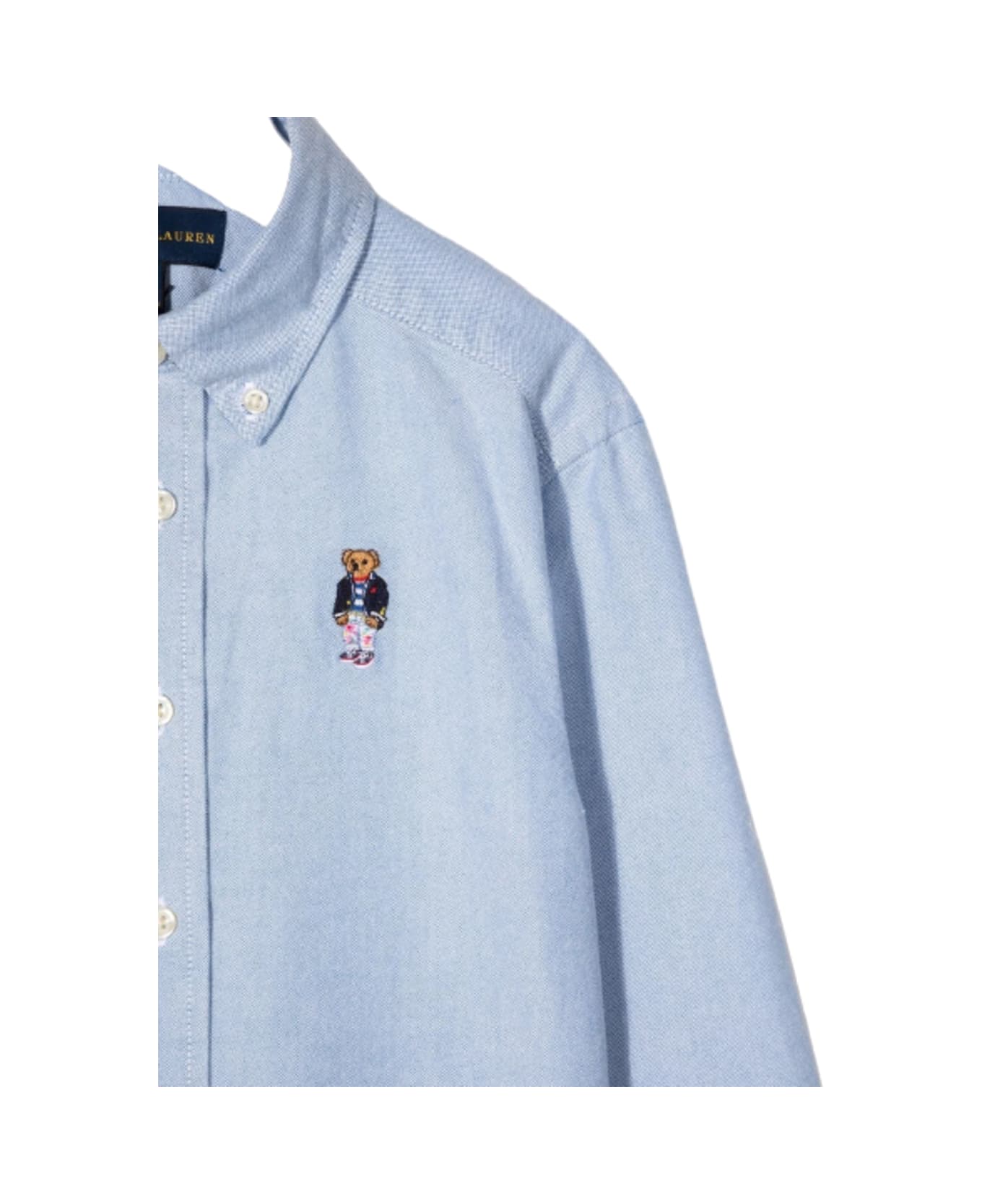 Polo Ralph Lauren Kids Boy's Light Blue Cotton Shirt With Logo Embroidery - Blu