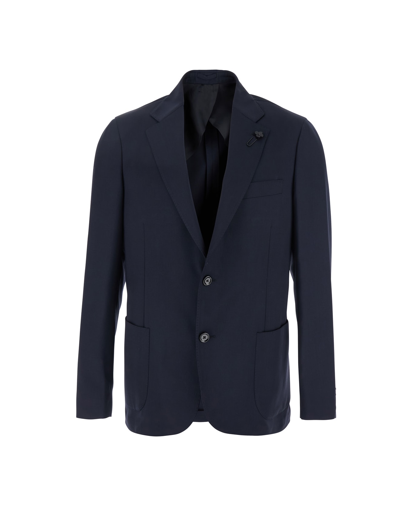 Lardini Blue Jacket With Classic Lapels And Chest Pocket In Virgin Wool Man - Blu
