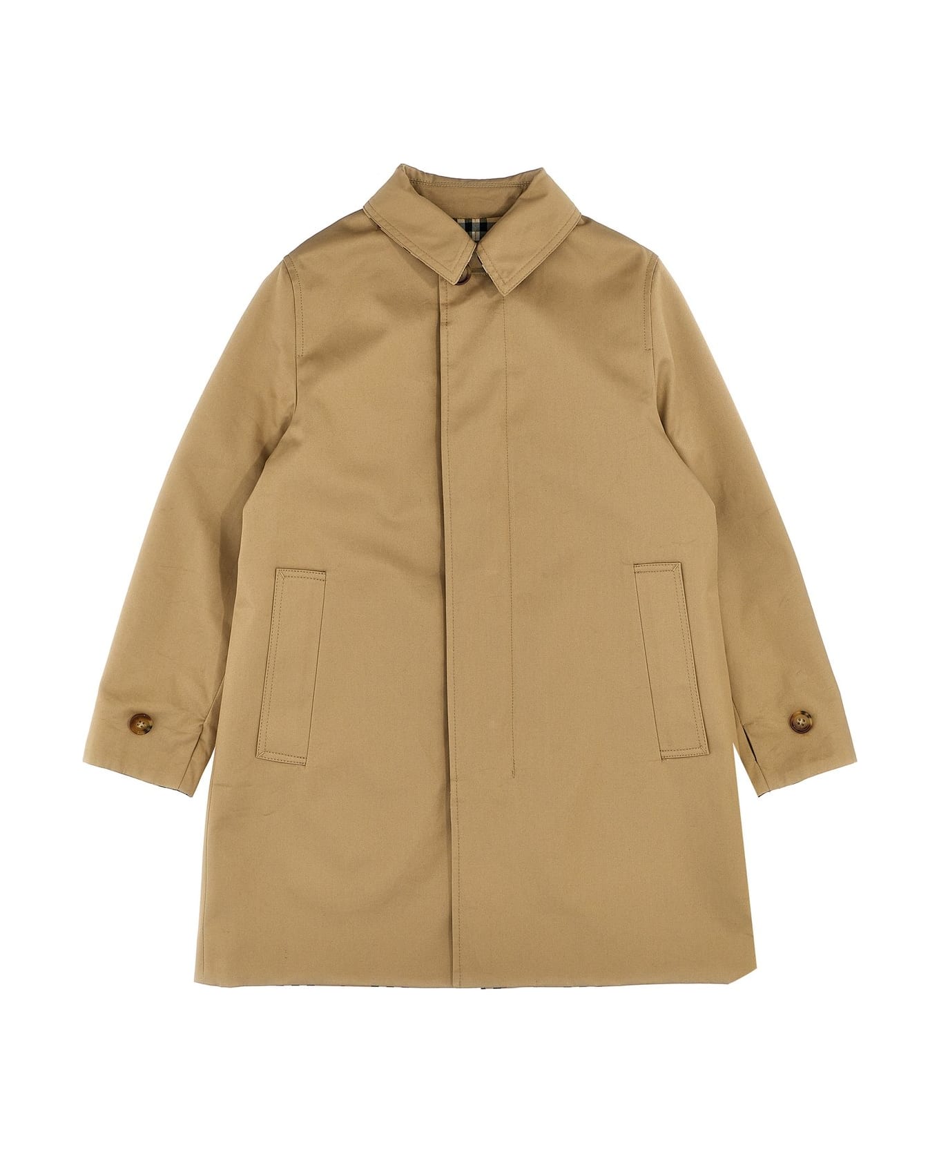 Burberry House-check Reversible Long-sleeved Coat - NEUTRALS