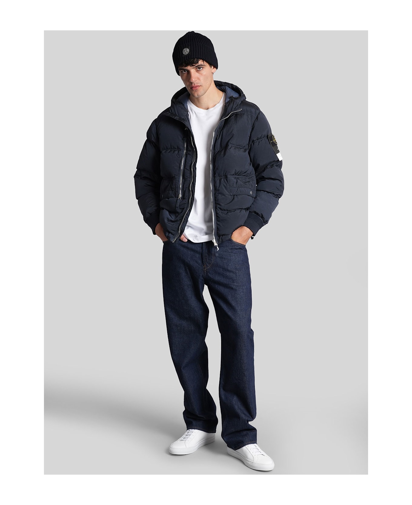 Stone Island Puffer In Blue Polyamide - blue