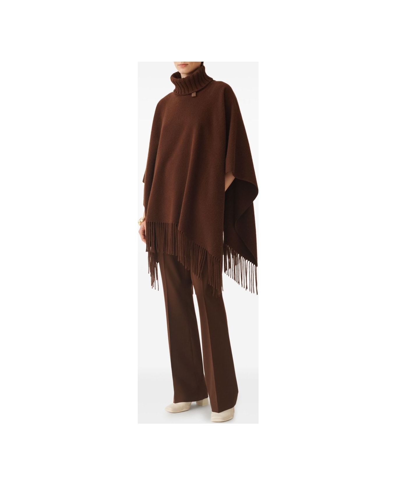 Fabiana Filippi Wool Poncho - Marrone scuro