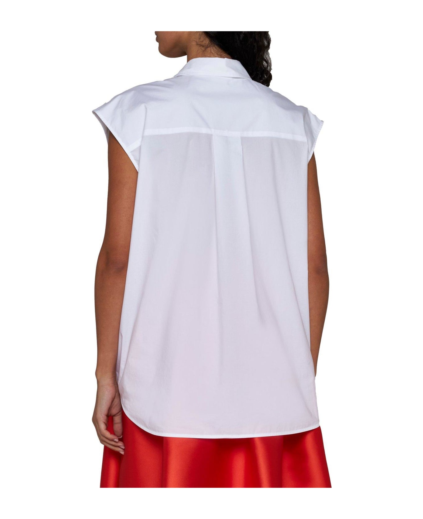 Parosh Embroidered Sleeveless Shirt - White