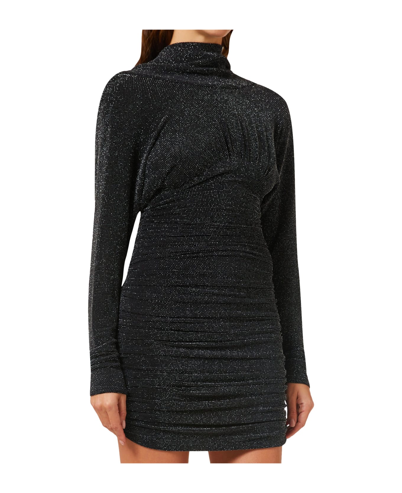 Saint Laurent Cowl Back Glitter Mini Dress - Black