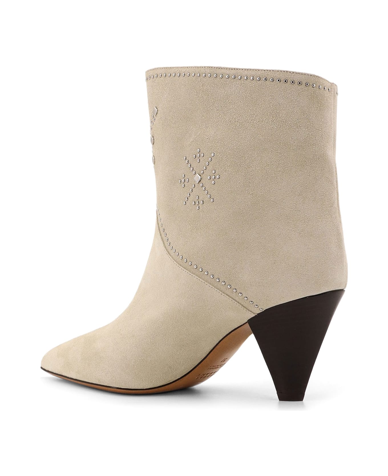 Isabel Marant Loline Suede Ankle Boots With Micro Studs - White