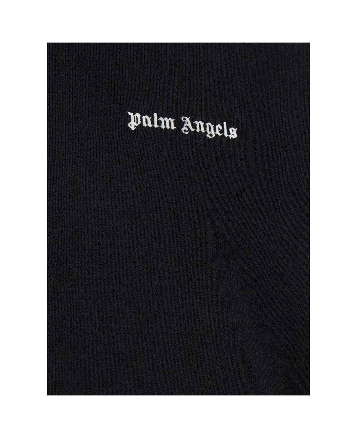 Palm Angels Black High Neck Sweatshirt With Logo Lettering On The Front In Wool Blend Man - BLACK OFF WHITE