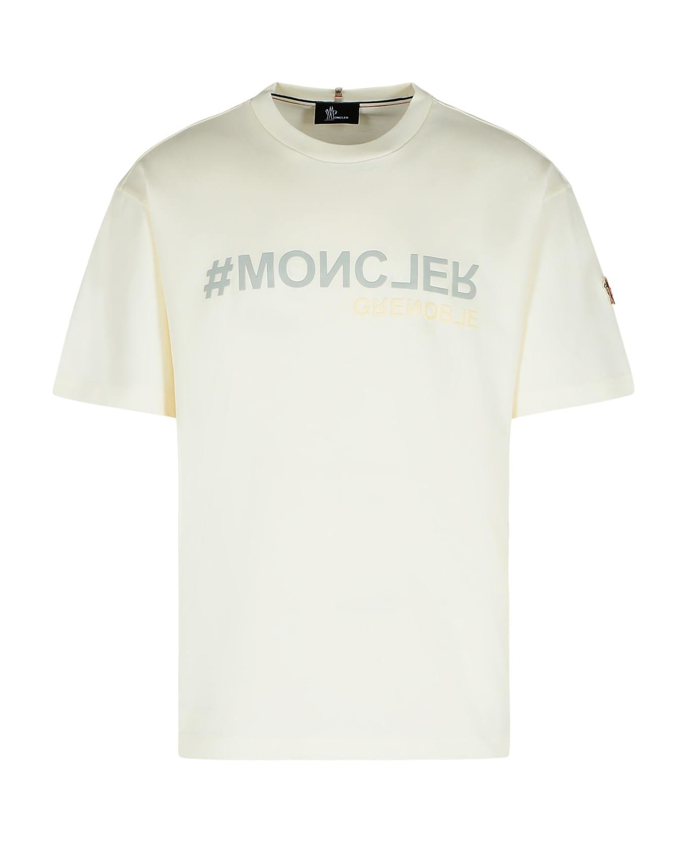 Moncler Grenoble White Cotton T-shirt - MULTICOLOUR