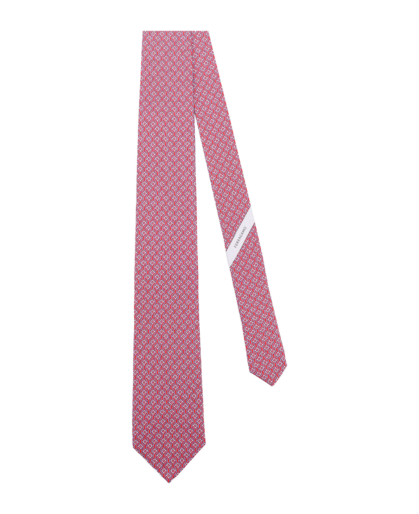 Ferragamo Silk Tie With Tetris Print - Red