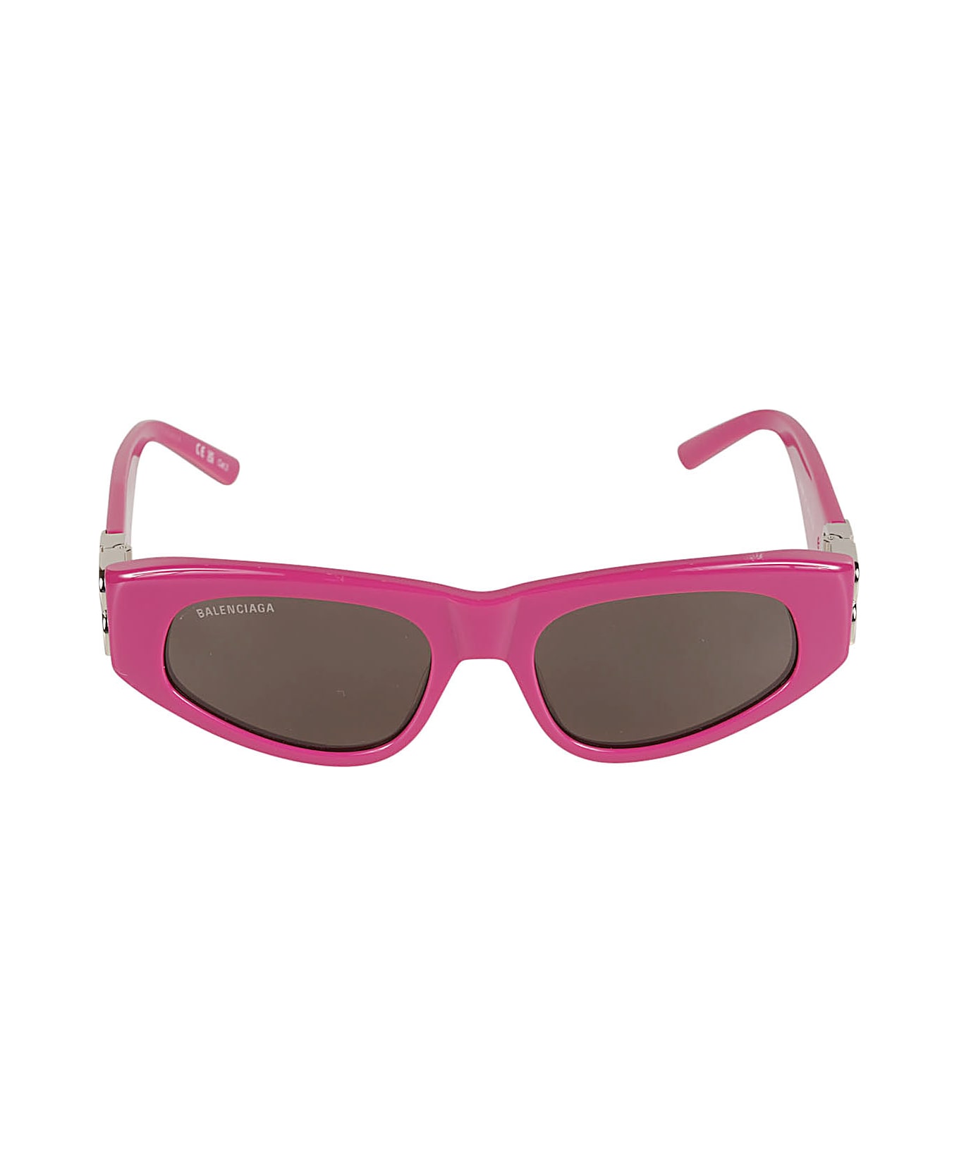 Balenciaga Eyewear Bb Hinge Logo Sided Sunglasses - Fuchsia/Silver/Grey サングラス