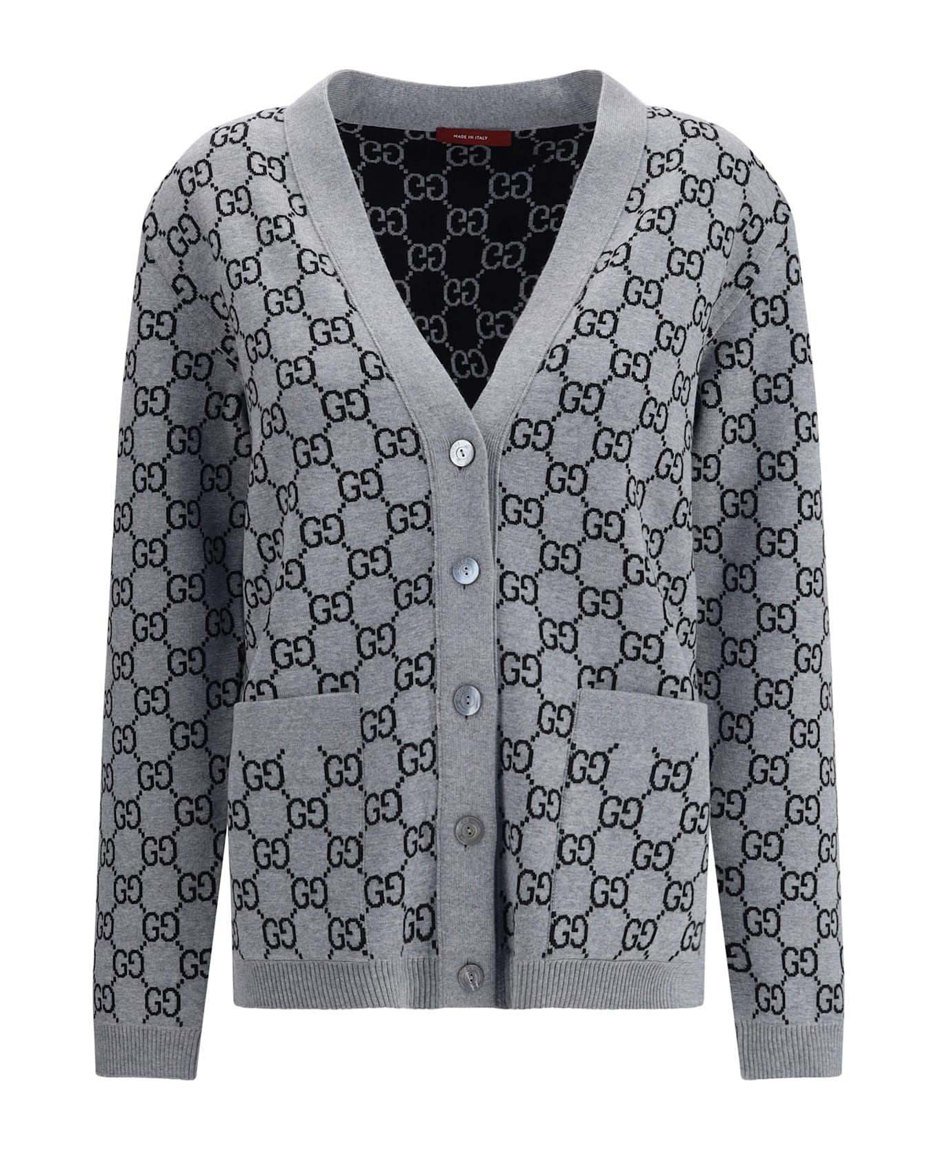 Gucci Gg Supreme Reversible Cardigan - Smoke Grey