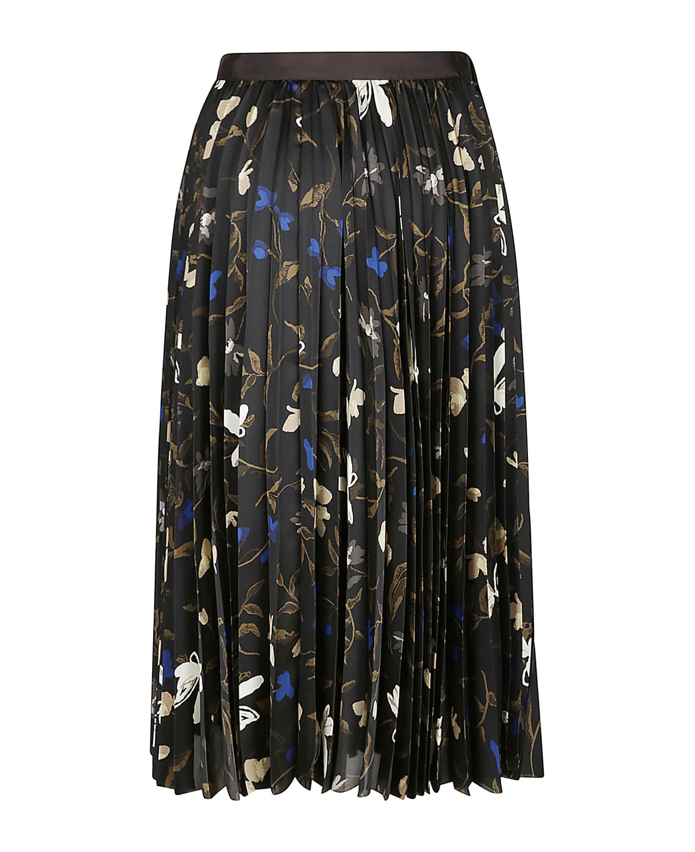 Sacai Floral Print Pleated Flare Skirt - Black スカート
