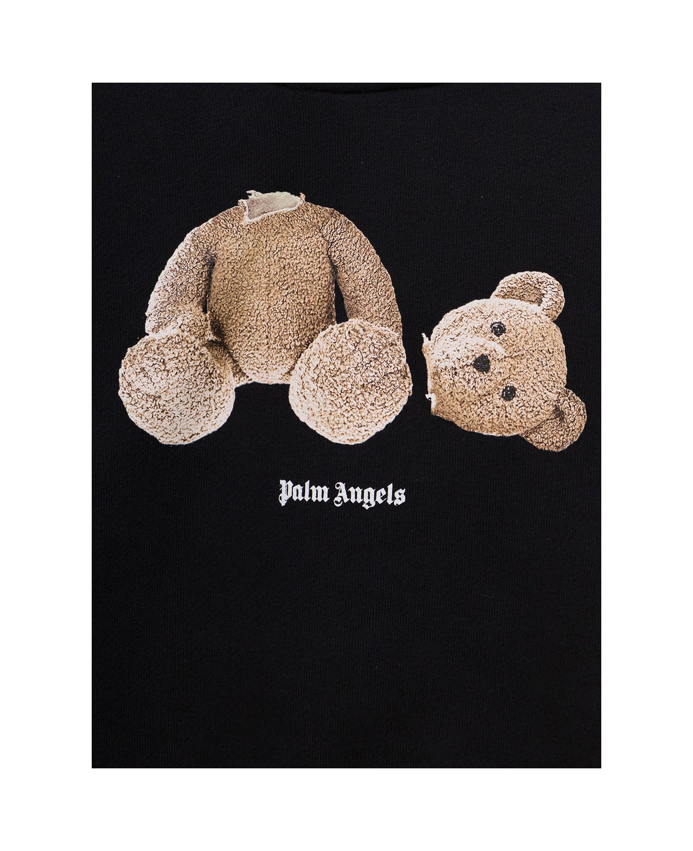 Palm Angels Teddy Printed Black Cotton Hoodie Boy Palm Angels Kids - Black ニットウェア＆スウェットシャツ