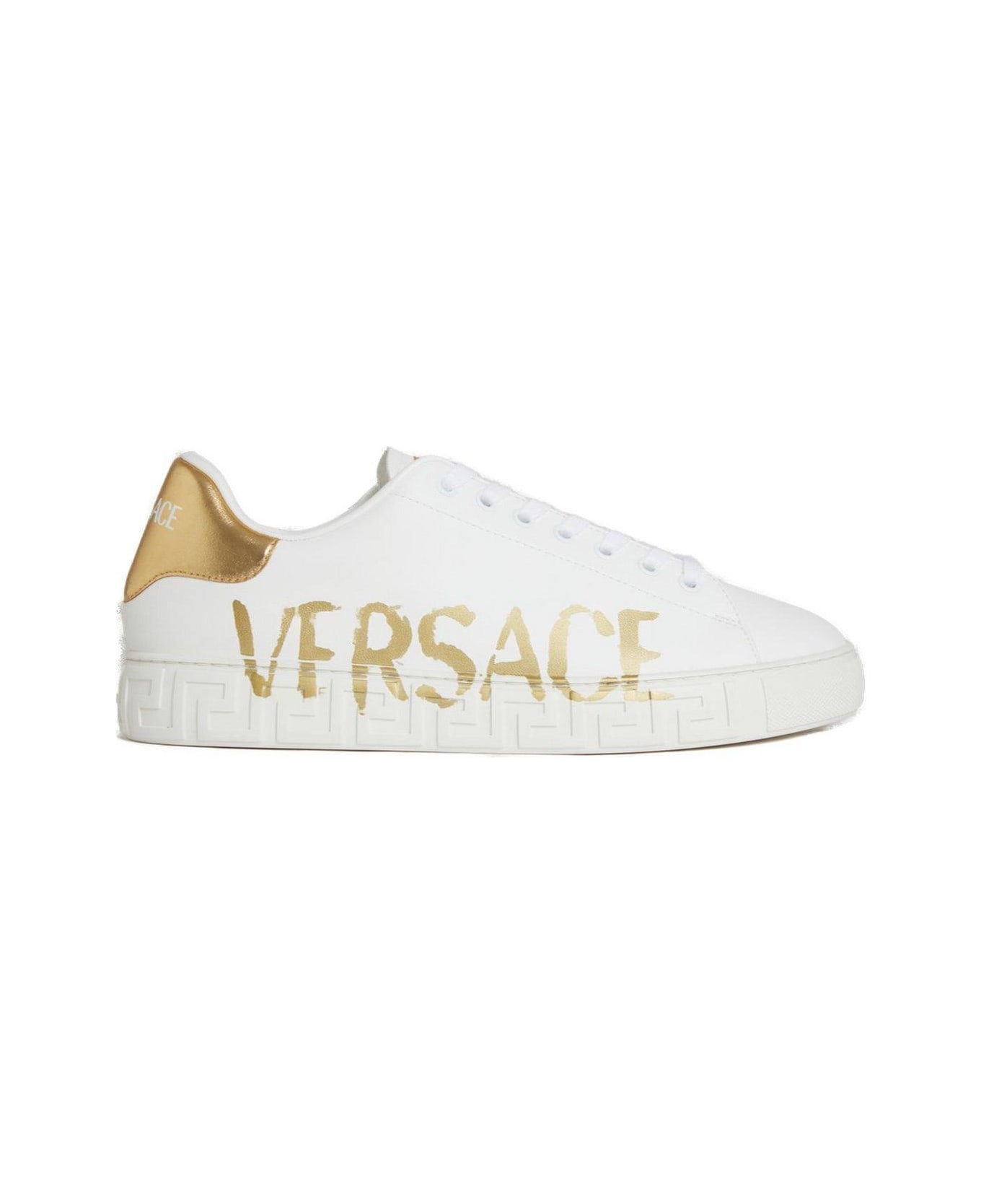 Versace Logo-printed Lace-up Sneakers - White