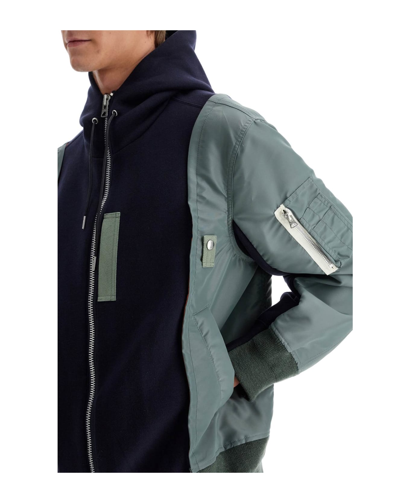 Sacai Bomber Fleece Hoodie Zip - NAVYBKHAKI