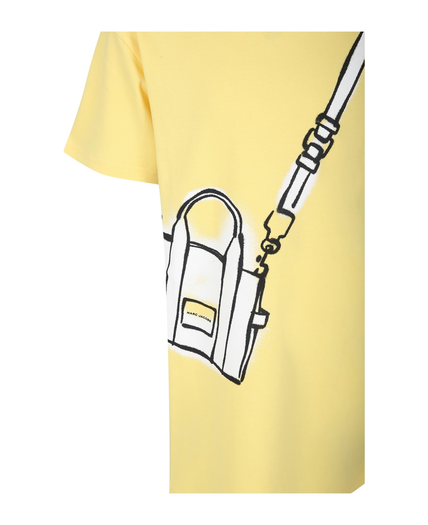 Little Marc Jacobs Yelllow Dress For Girl With Bag Print And Logo - Yellow