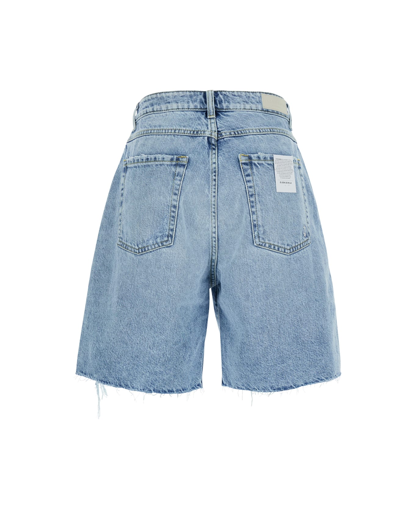 Icon Denim 'lea' Light Blue Bermuda Shorts With Rips In Cotton Denim Woman - Blue ショートパンツ