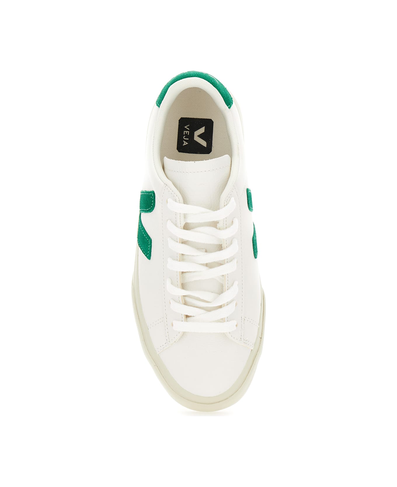 Veja 'campo' White And Green Low Top Sneakers In Vegan Leather Man - White