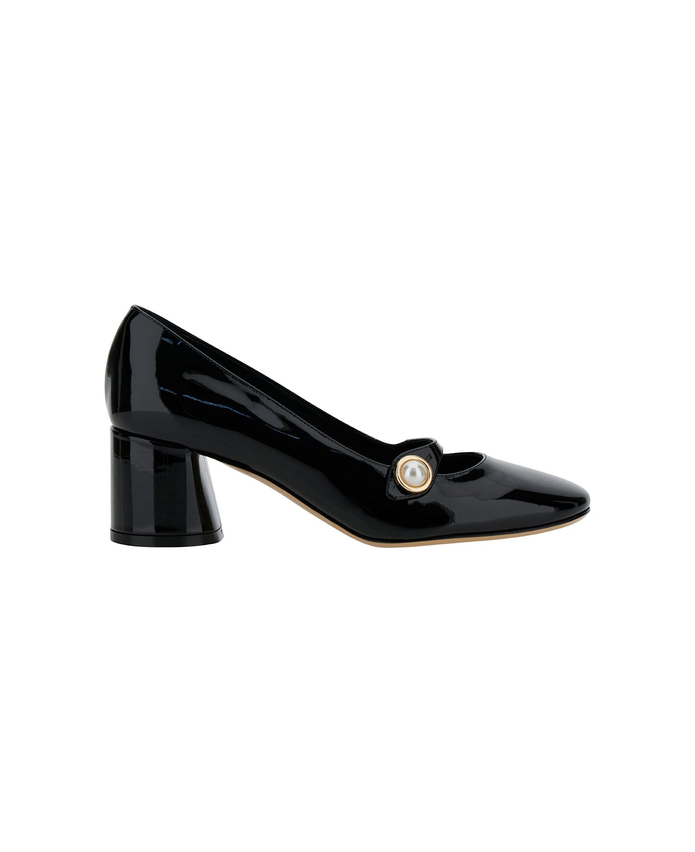 Casadei 'emily' Black Pointed Pumps With Pearl Detail In Patent Leather Woman - Black