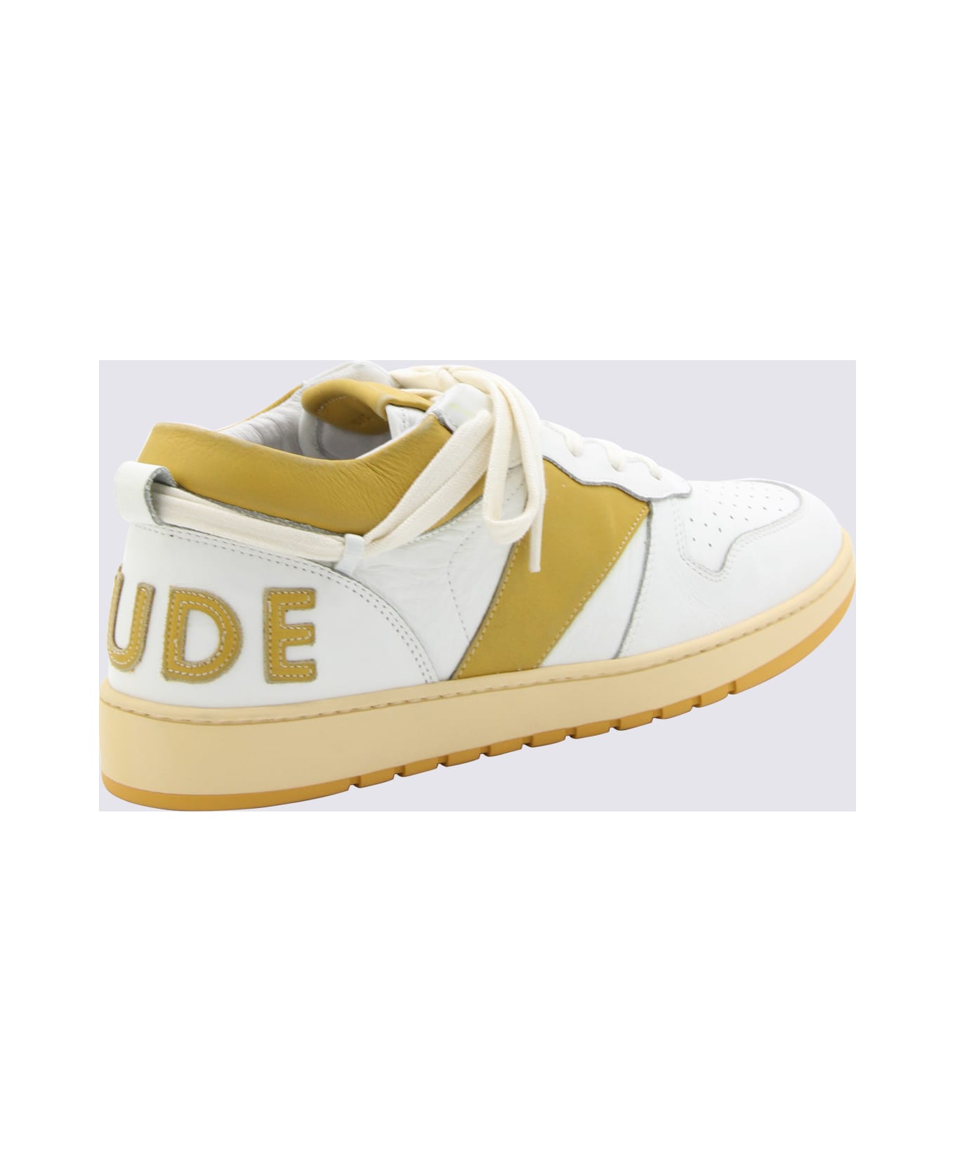 Rhude White And Mustard Leather Sneakers - WHITE/MUSTARD