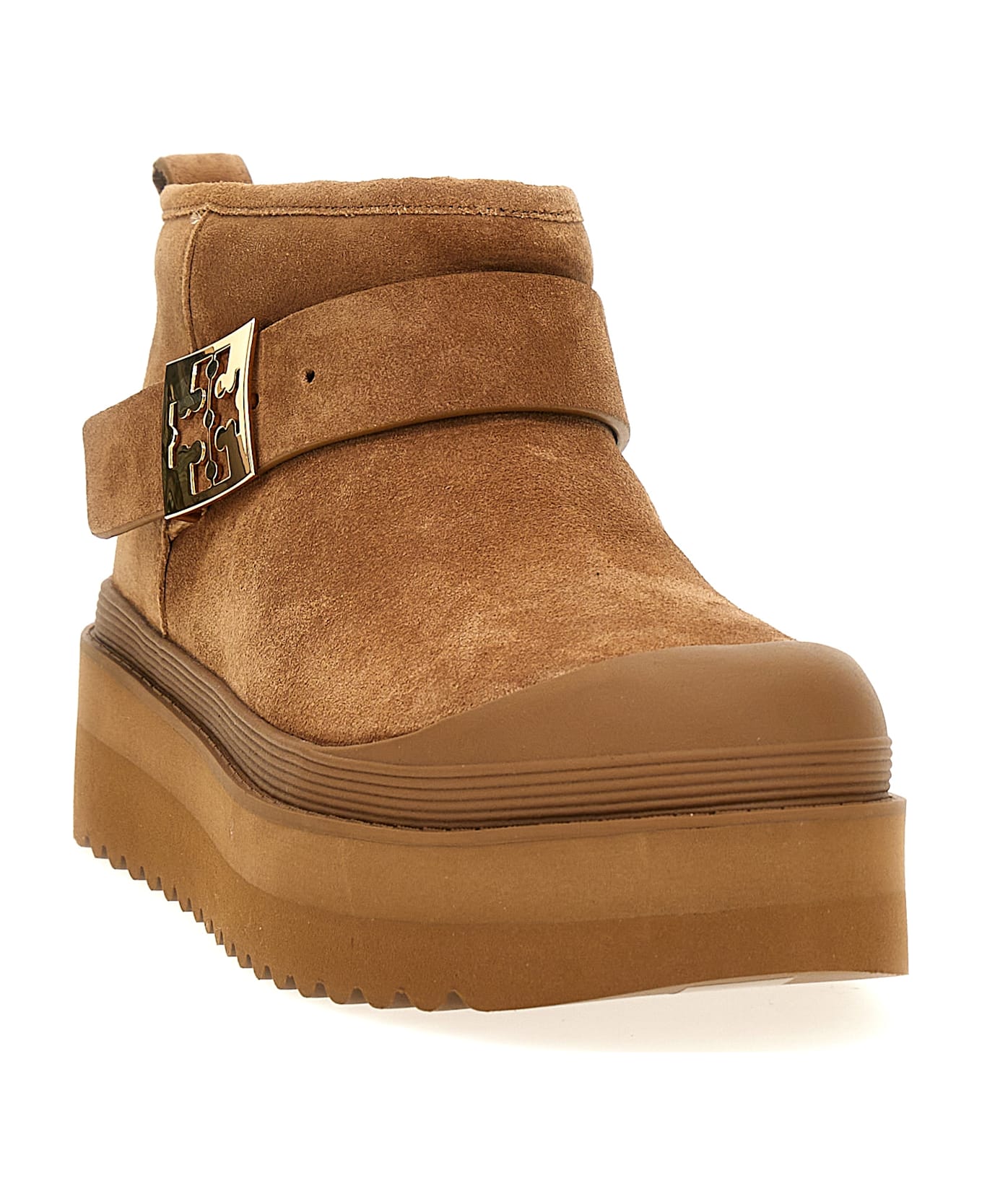 Tory Burch 'mellow Shearling Platform' Ankle Boots - Chestnut