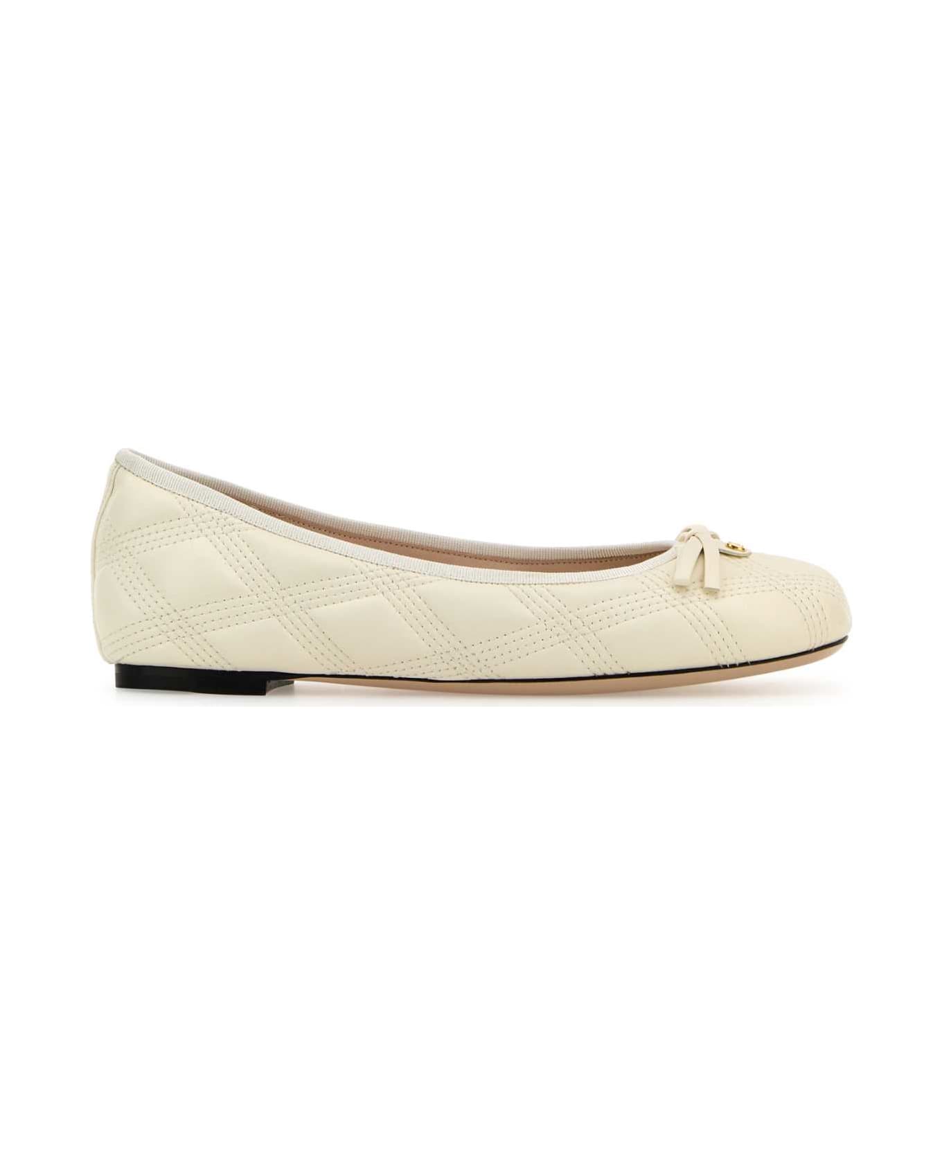 Valentino Garavani Ivory Leather Ballerinas - IVORY