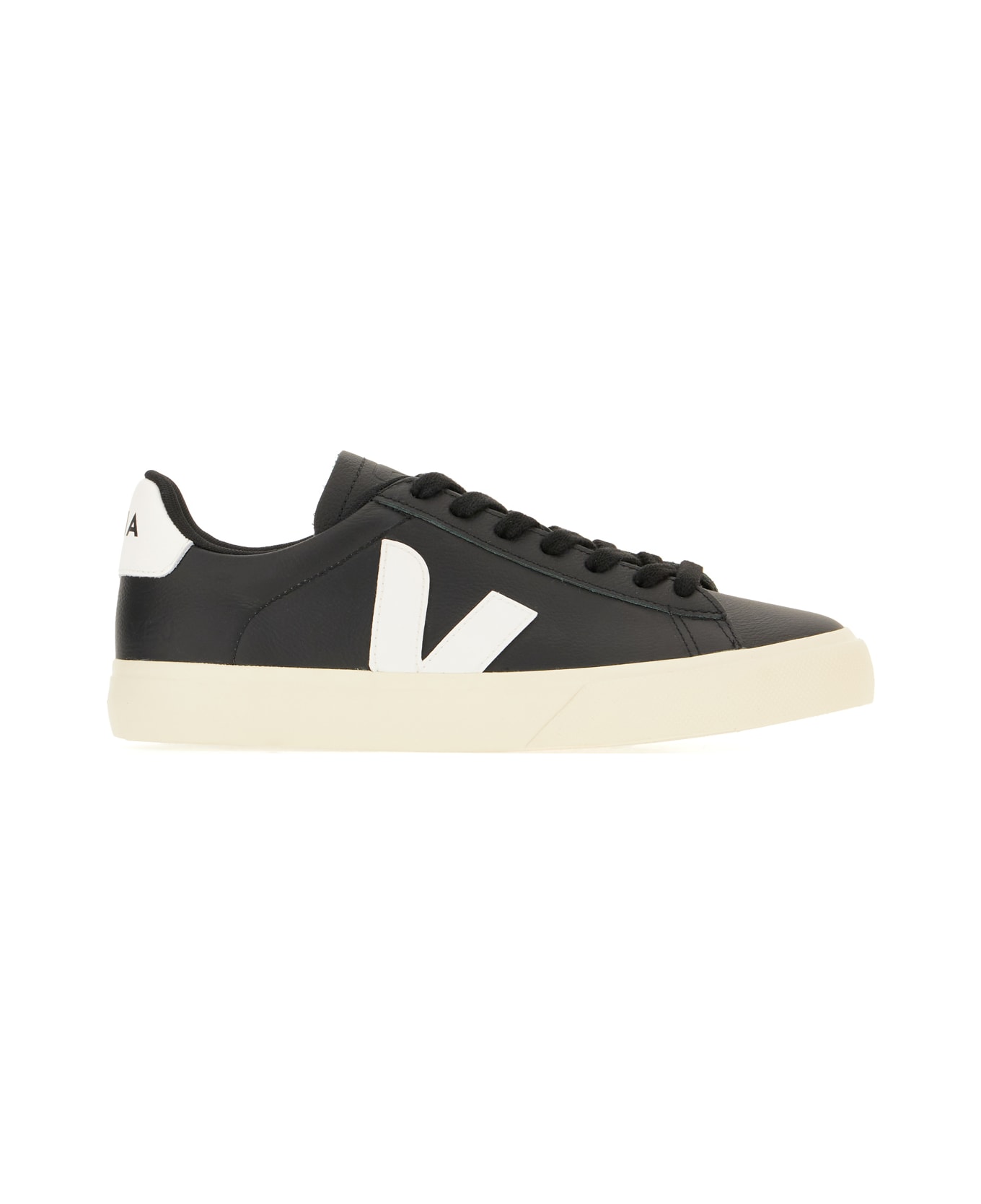Veja Black Leather Campo Sneakers - BLACKWHITE