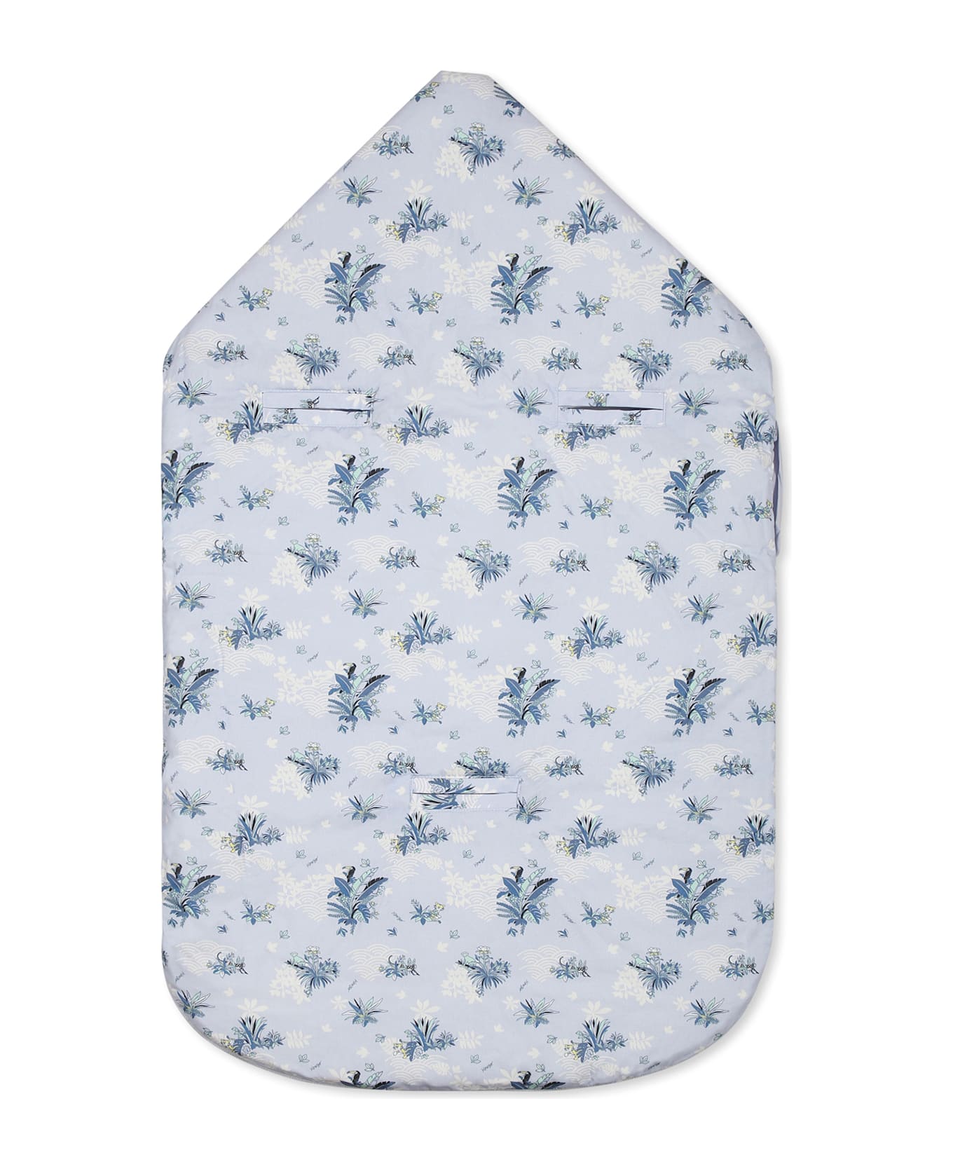 Kenzo Kids Light Blue Reversible Sleeping Bag For Baby Boy With Jungle Print - Light Blue