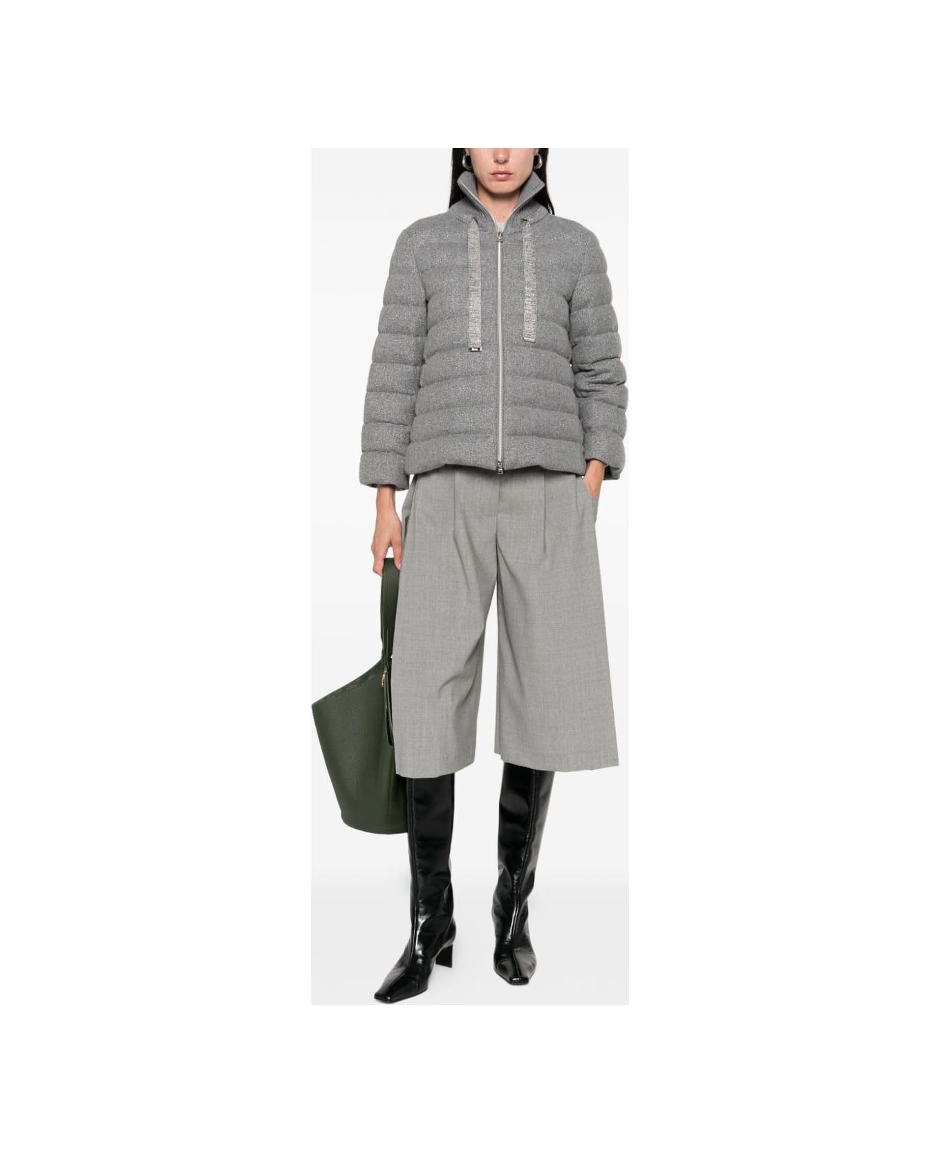 Herno Cashmere And Wool Padded Jacket - Light Grey