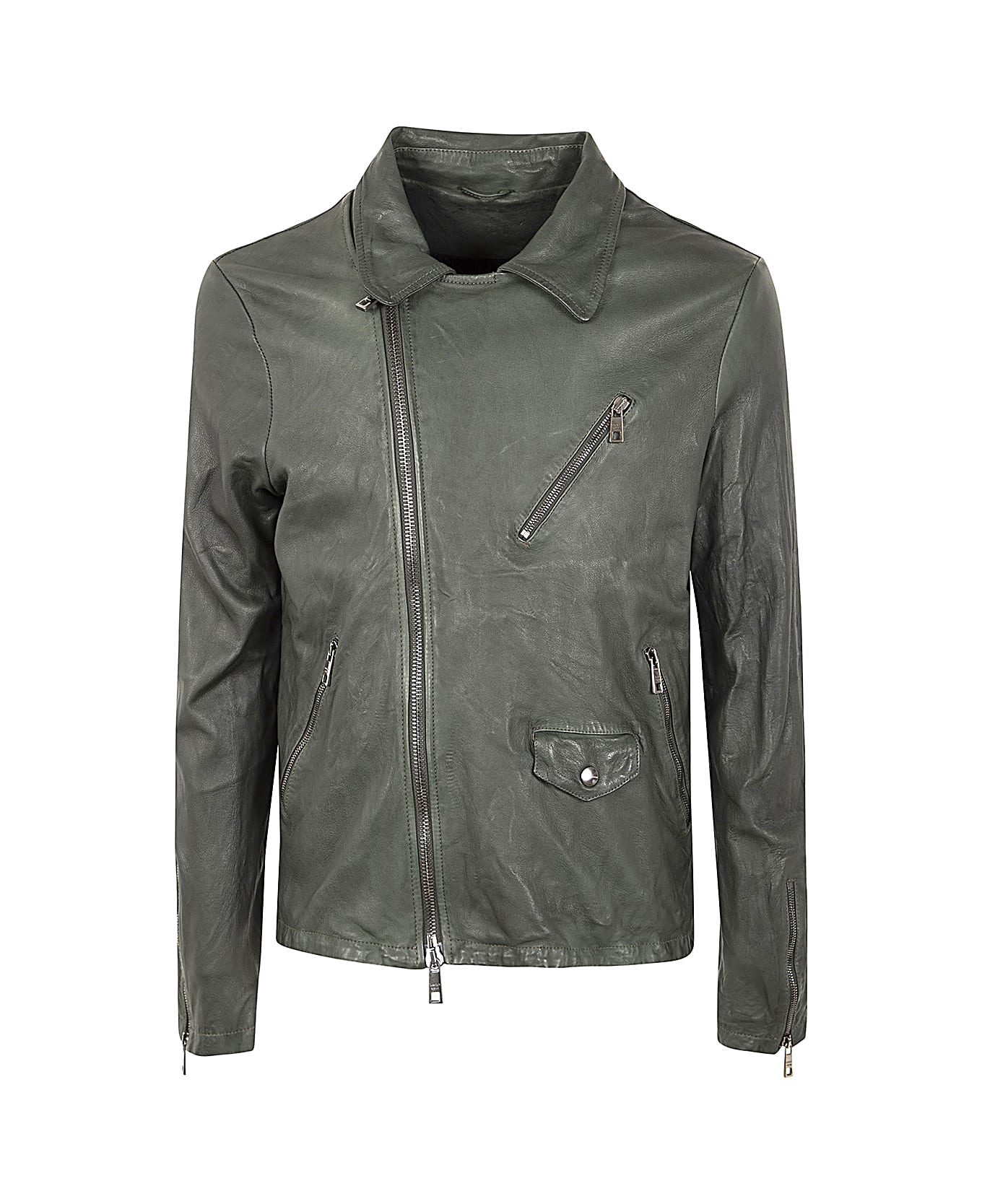 Giorgio Brato Eco Sheepskin Biker Jacket - Poplar