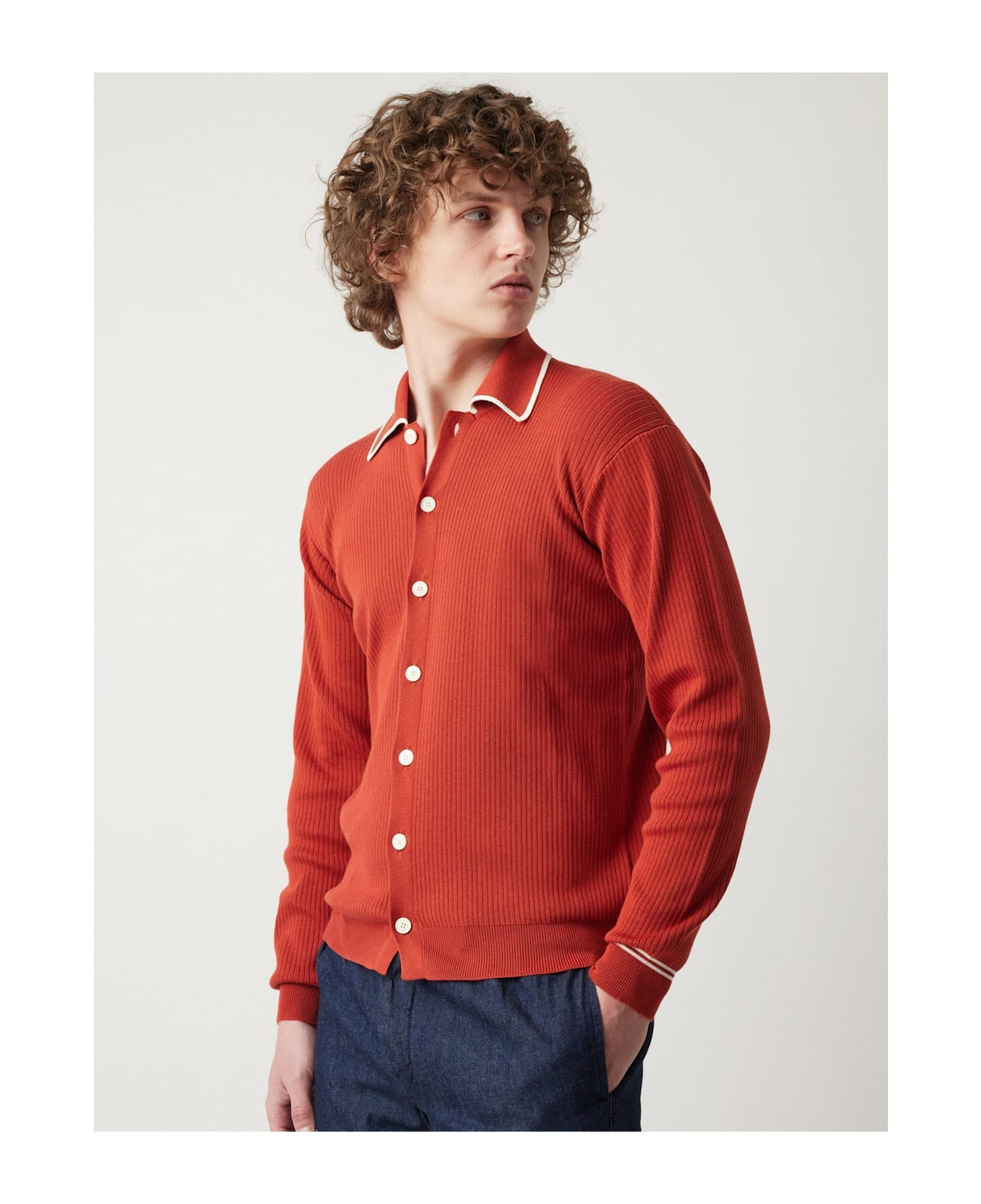 doppiaa Aagar Rust Knitted Shirt